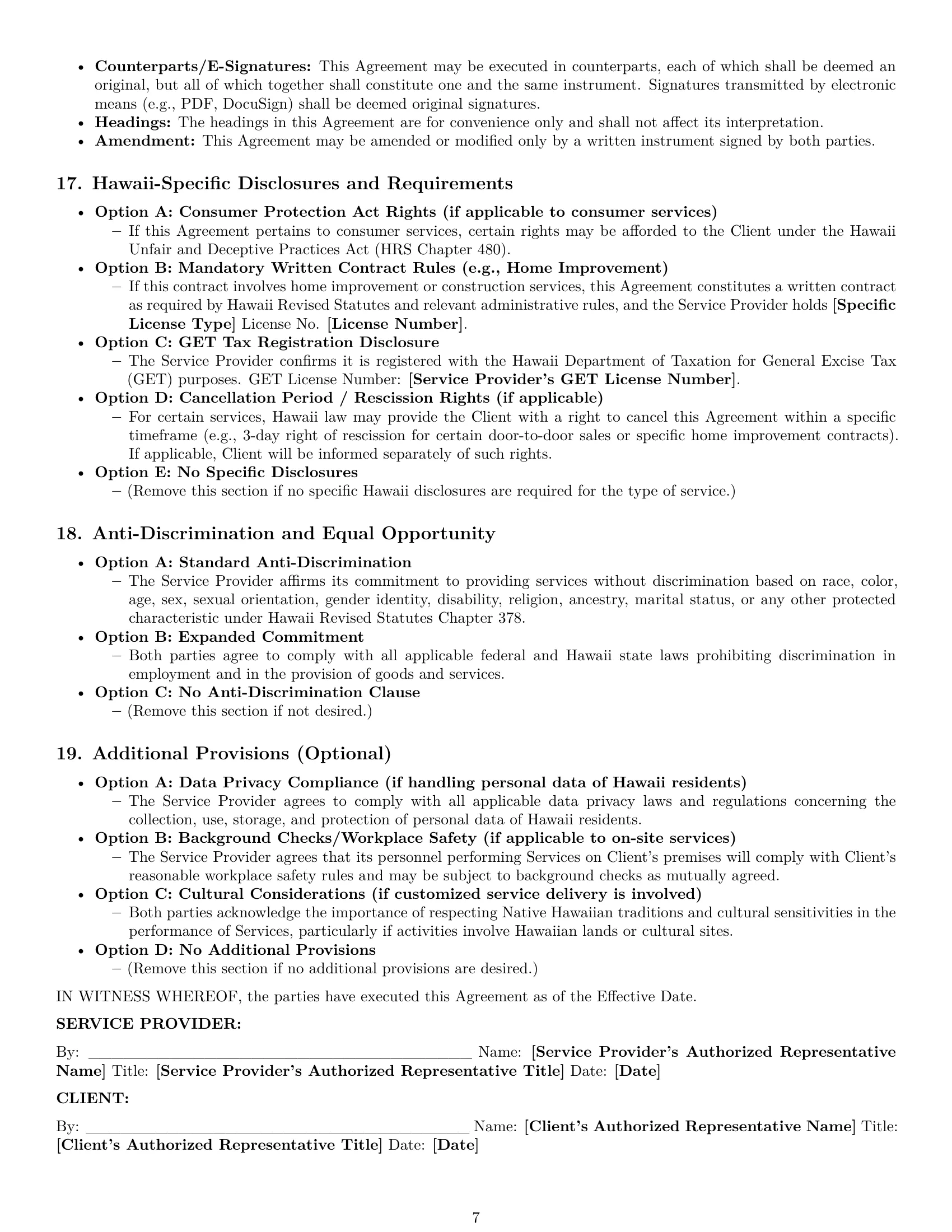Preview page 7 of Pro Hawaii service contract template