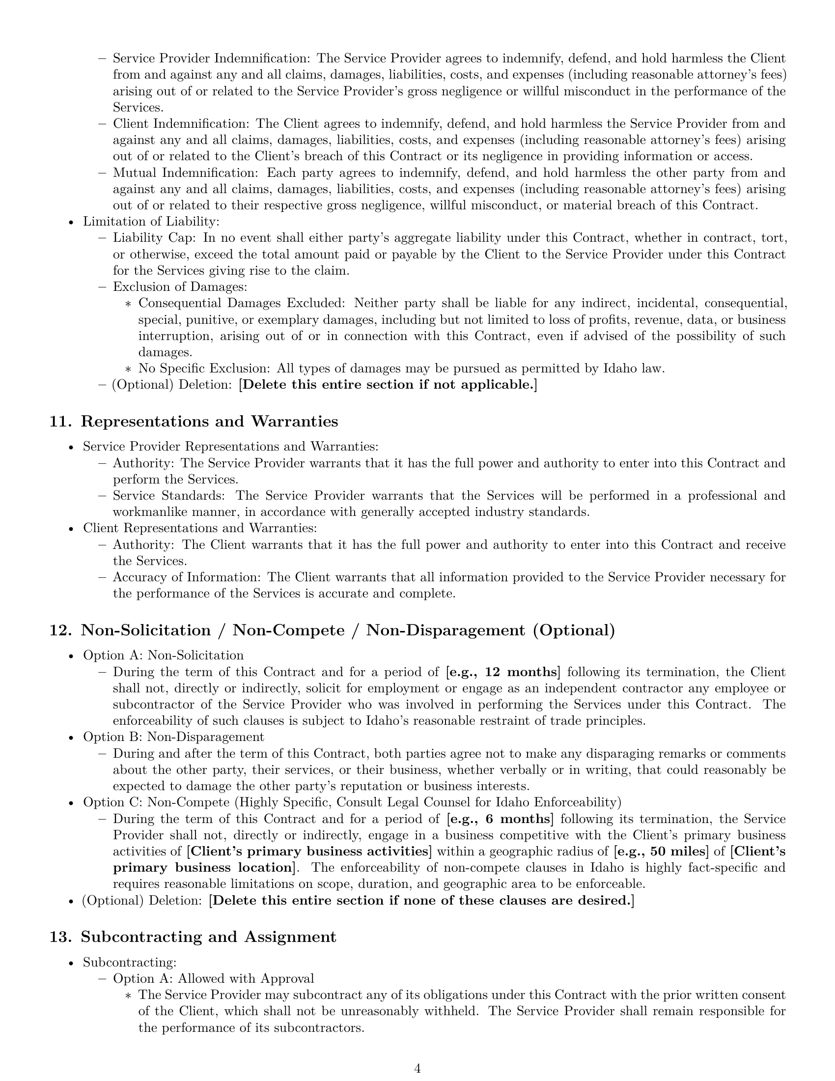 Preview page 4 of Pro Idaho service contract template