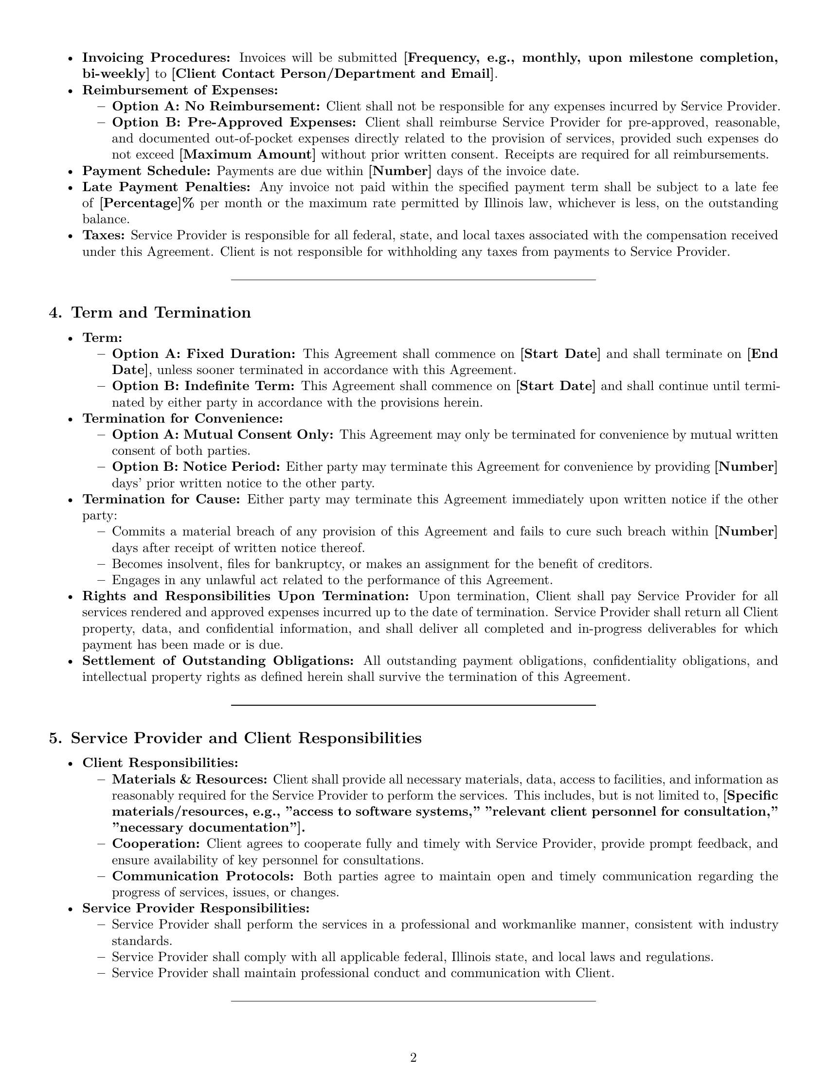 Preview page 2 of Pro Illinois service contract template