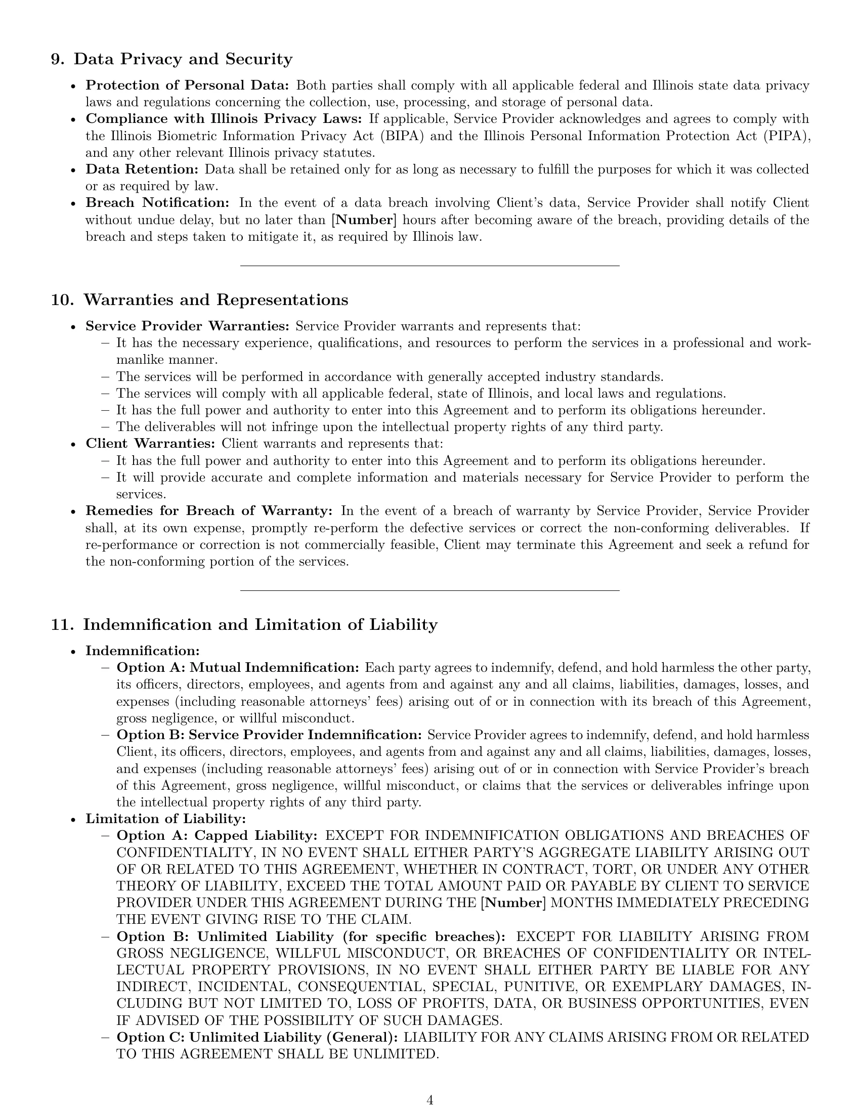 Preview page 4 of Pro Illinois service contract template