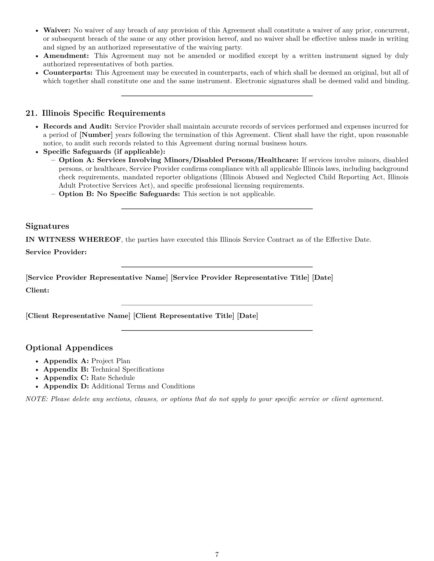 Preview page 7 of Pro Illinois service contract template