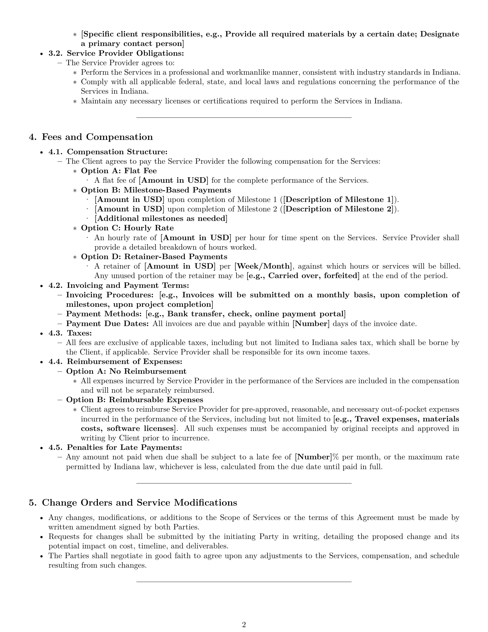 Preview page 2 of Pro Indiana service contract template