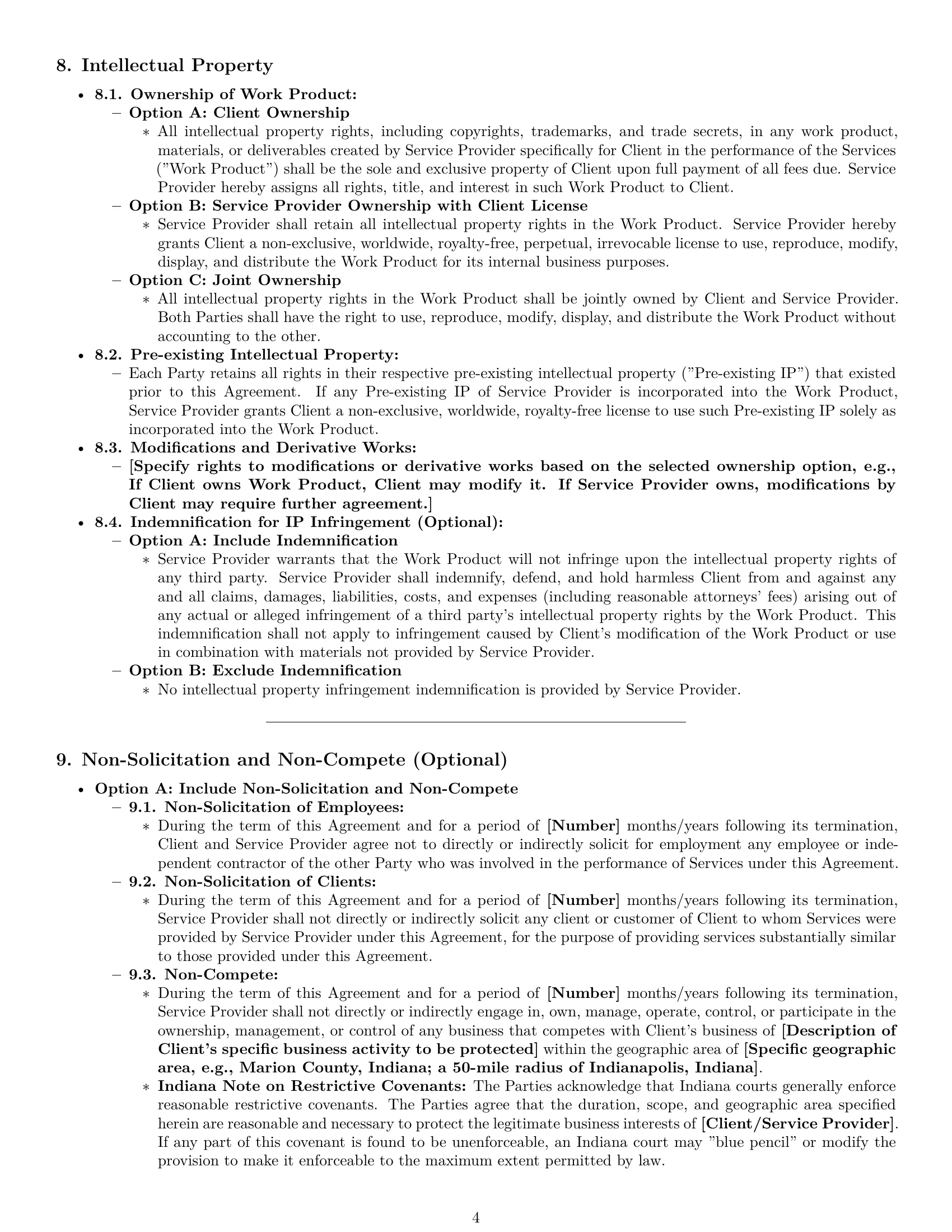 Preview page 4 of Pro Indiana service contract template
