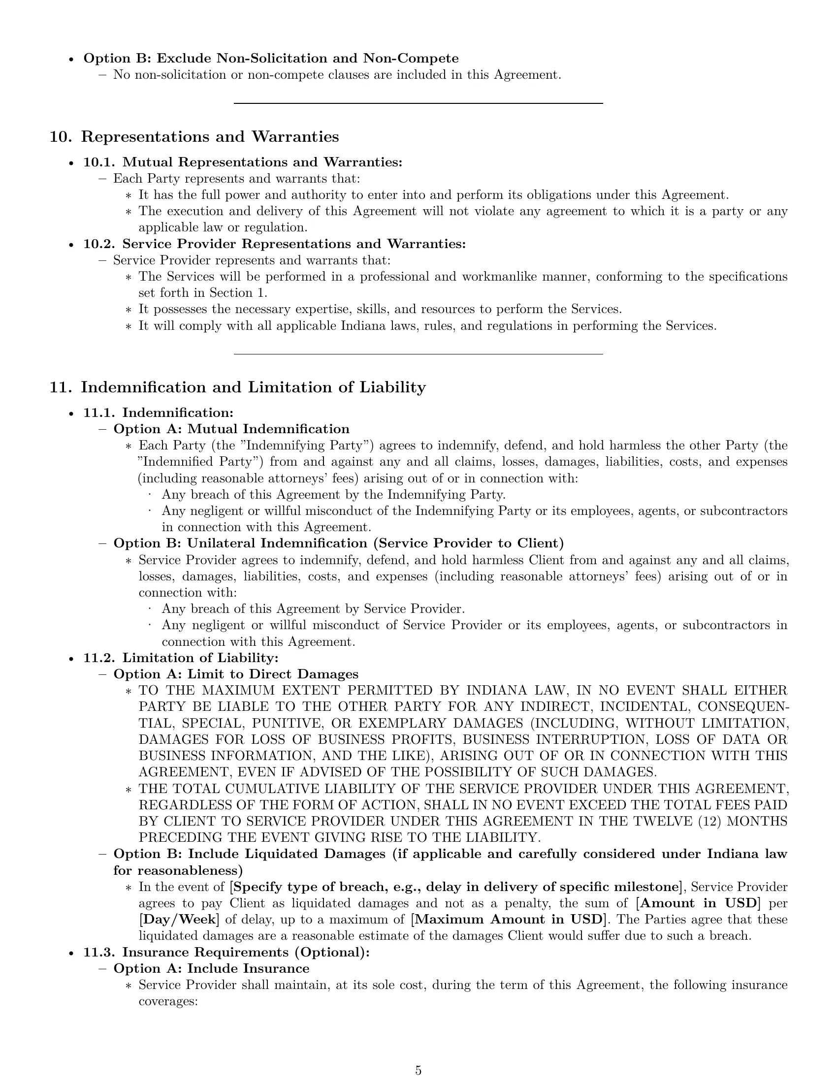Preview page 5 of Pro Indiana service contract template