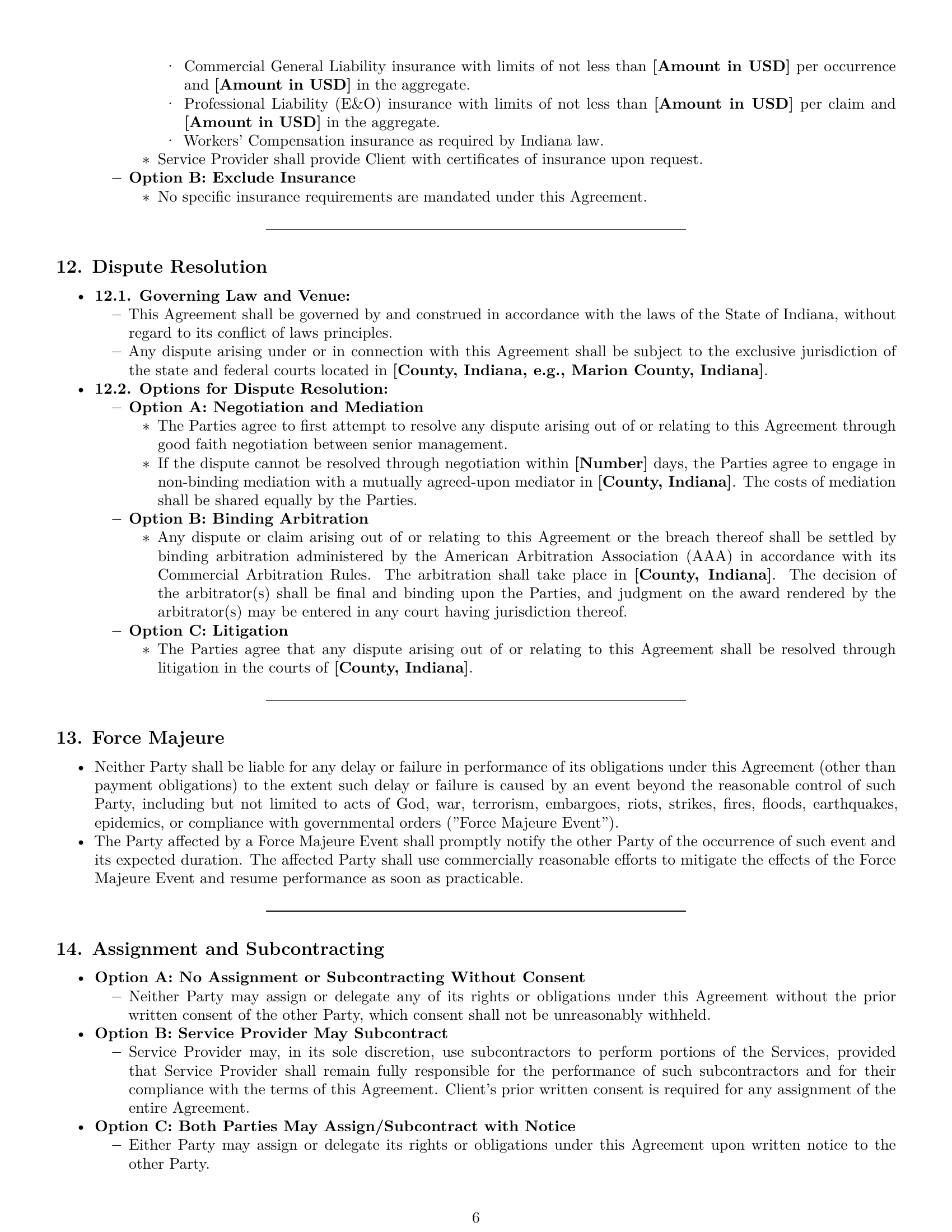 Preview page 6 of Pro Indiana service contract template