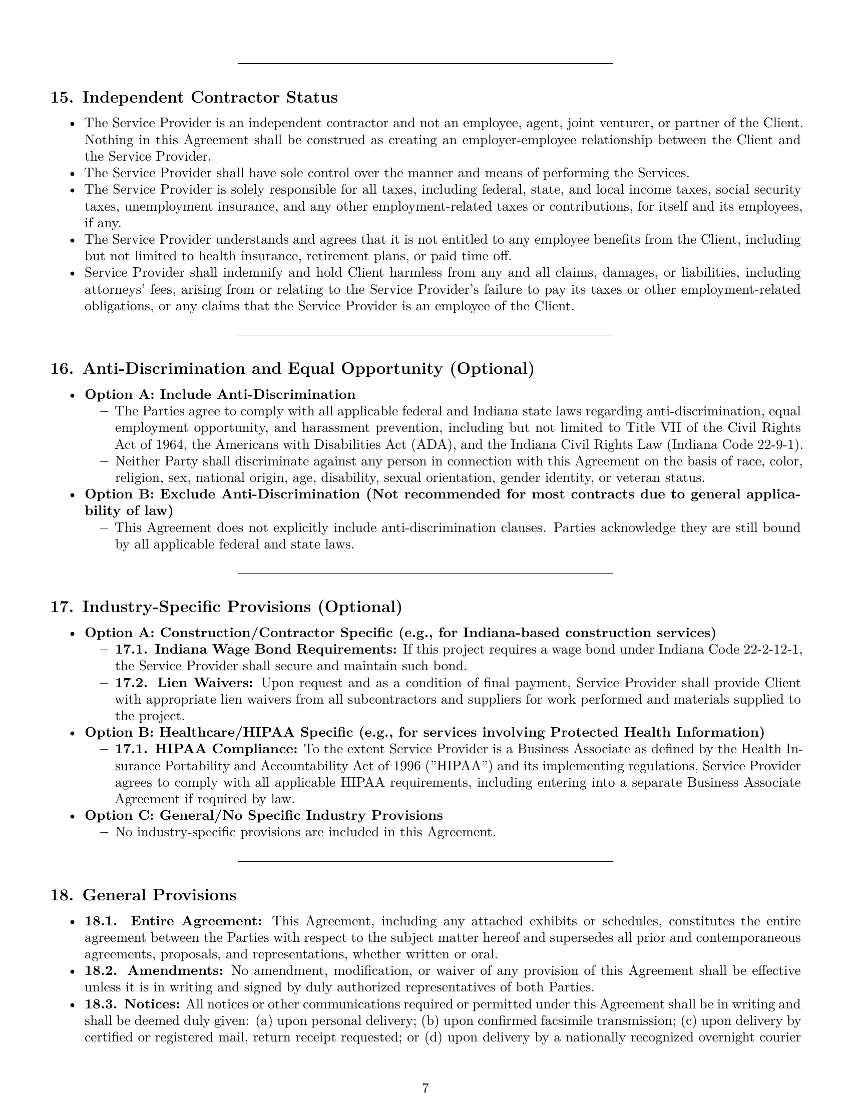 Preview page 7 of Pro Indiana service contract template