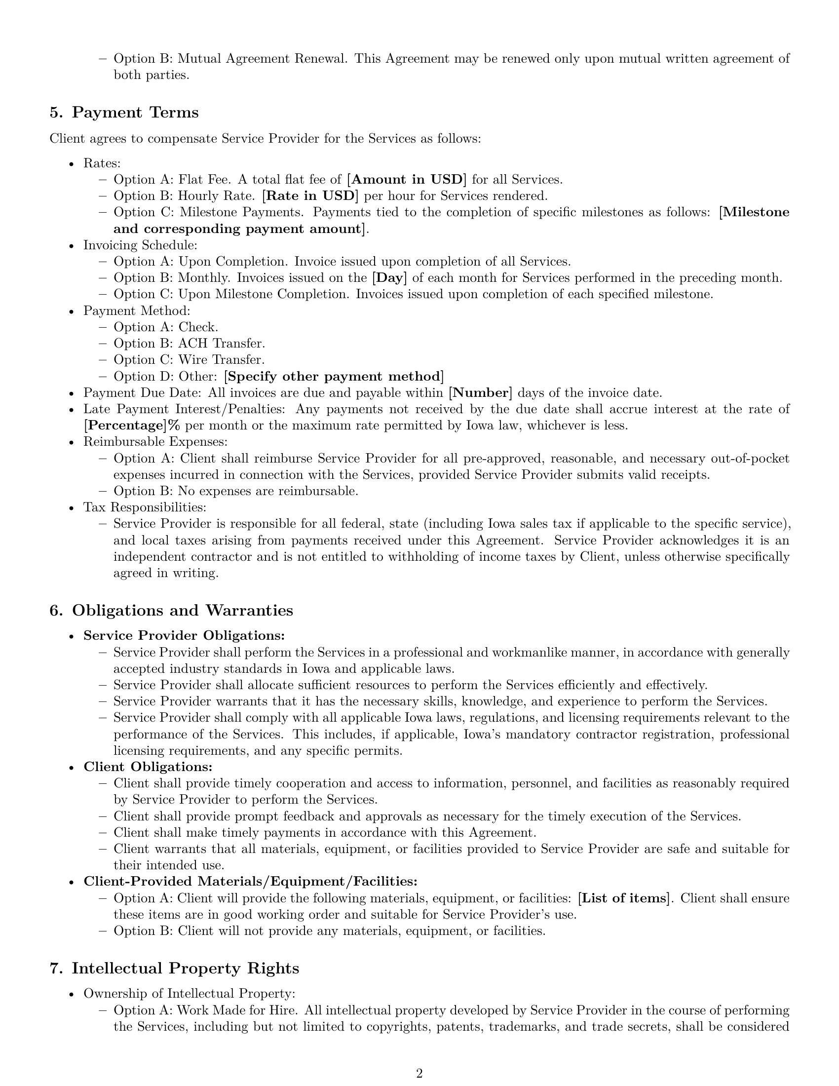 Preview page 2 of Pro Iowa service contract template