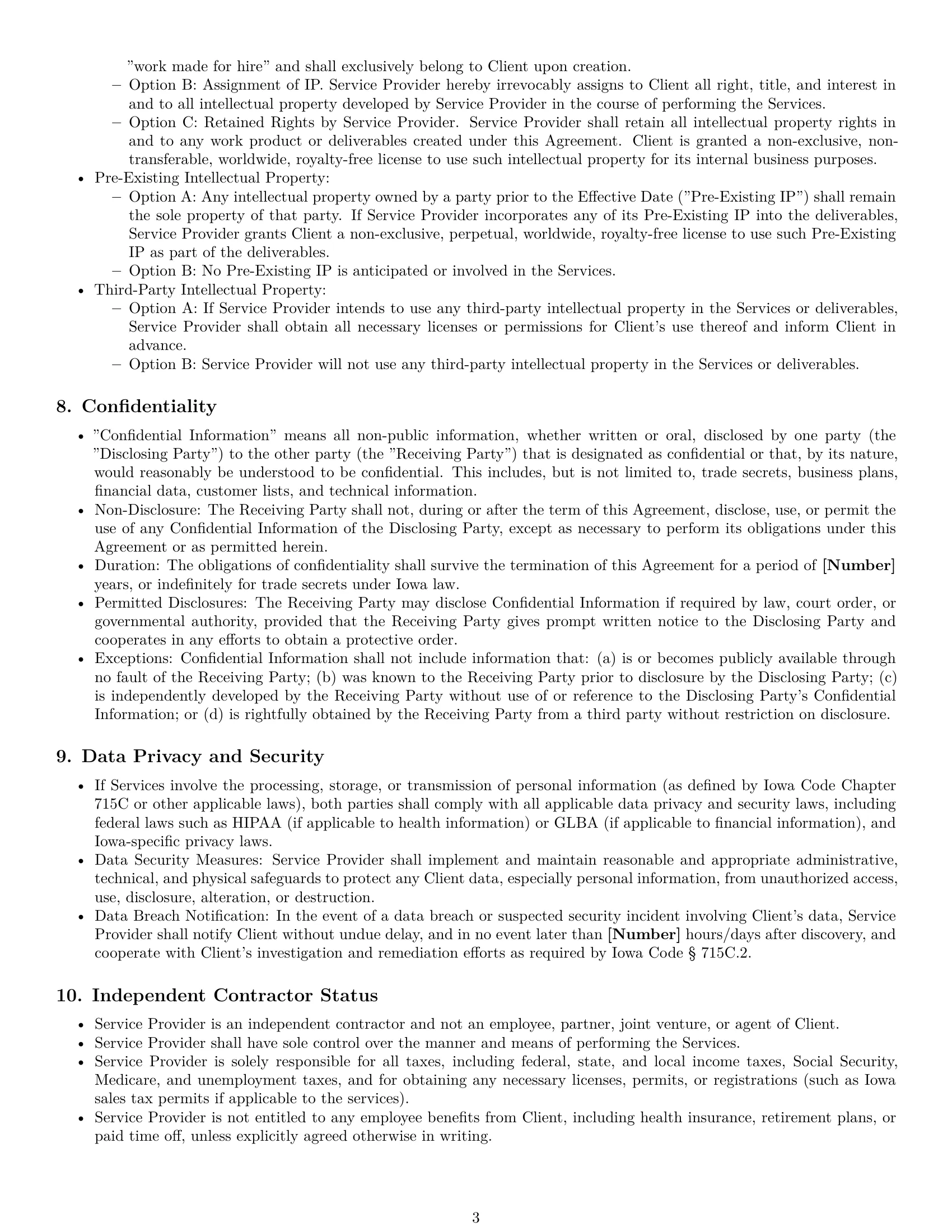Preview page 3 of Pro Iowa service contract template