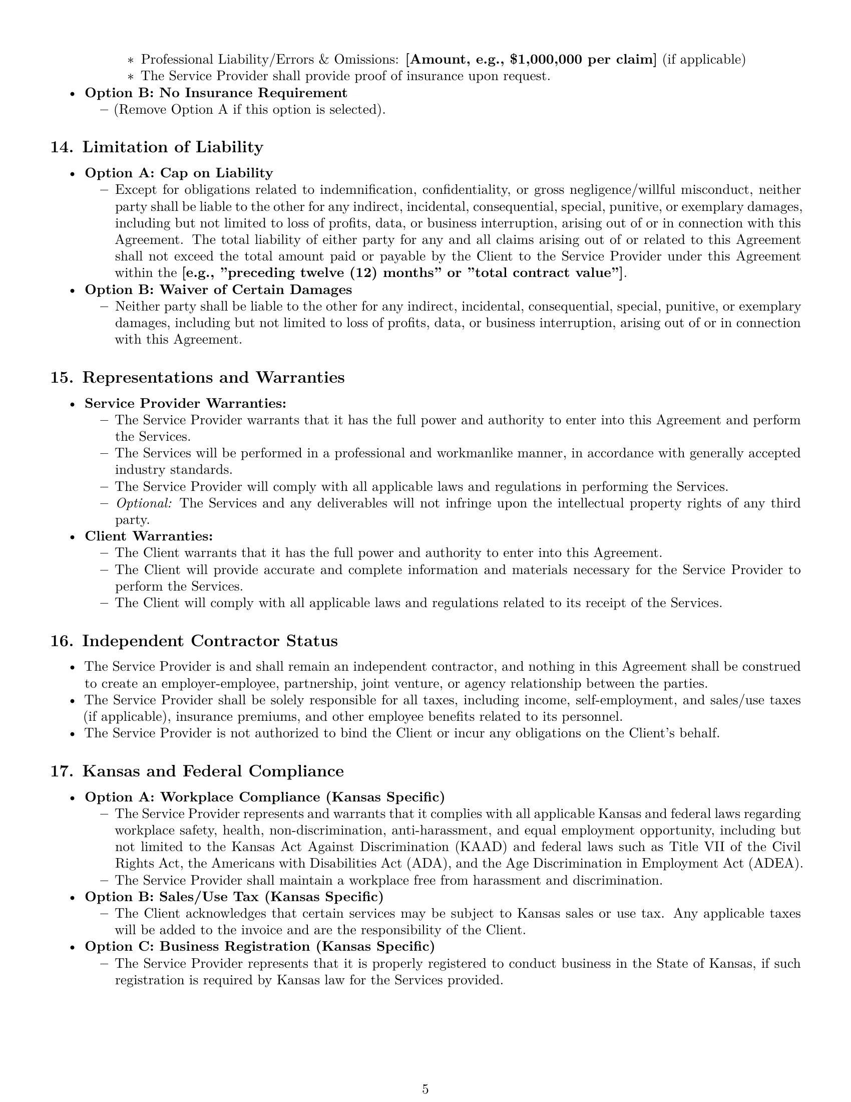 Preview page 5 of Pro Kansas service contract template