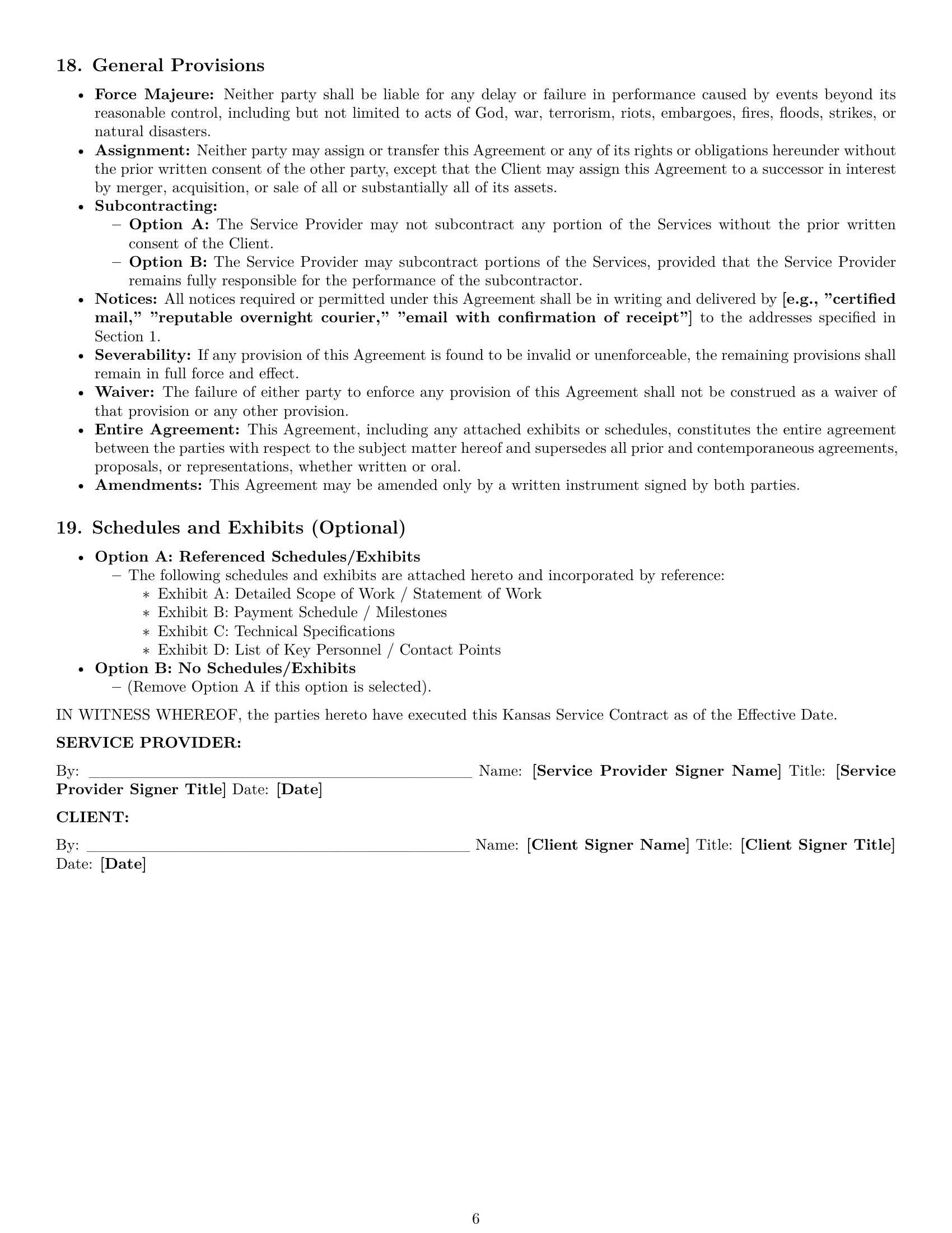 Preview page 6 of Pro Kansas service contract template