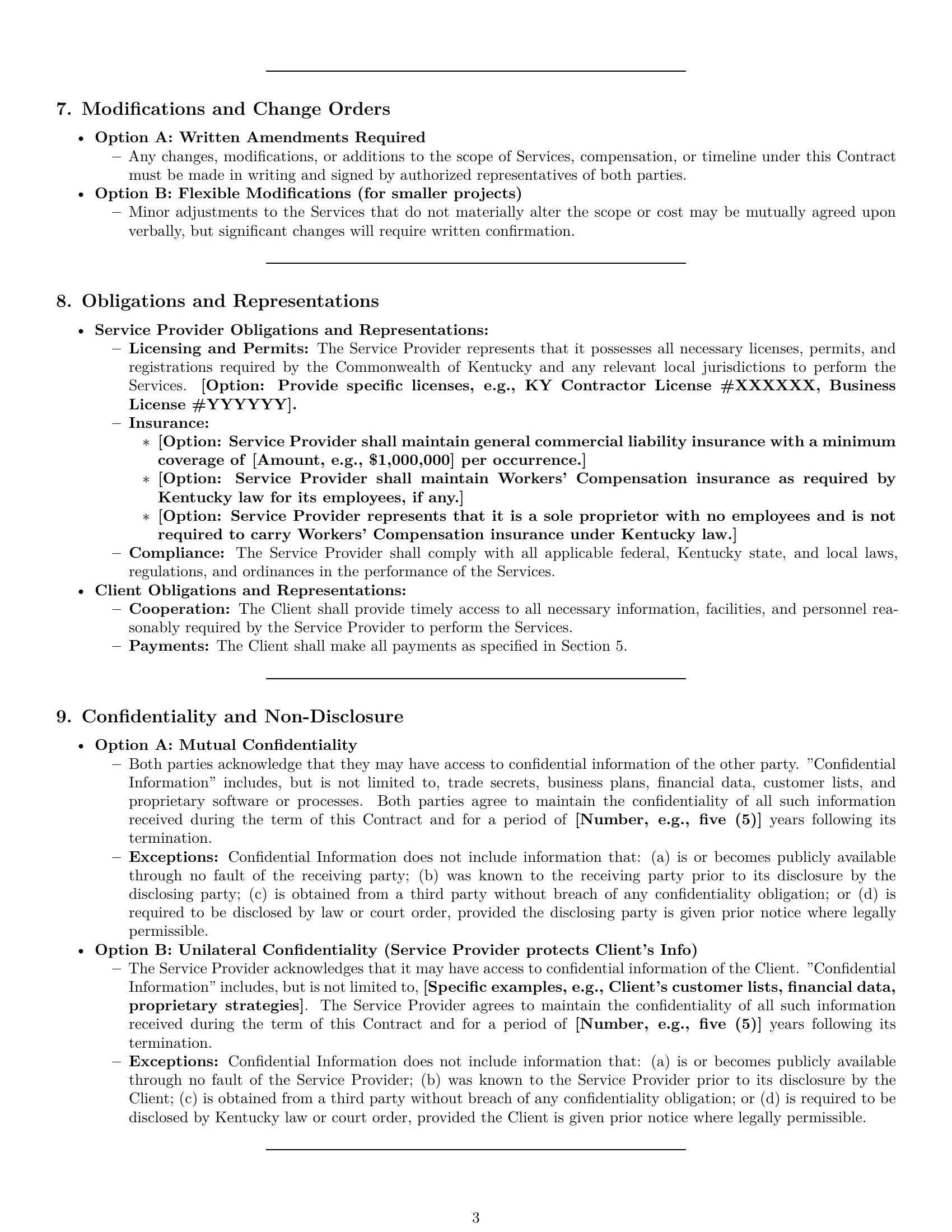 Preview page 3 of Pro Kentucky service contract template