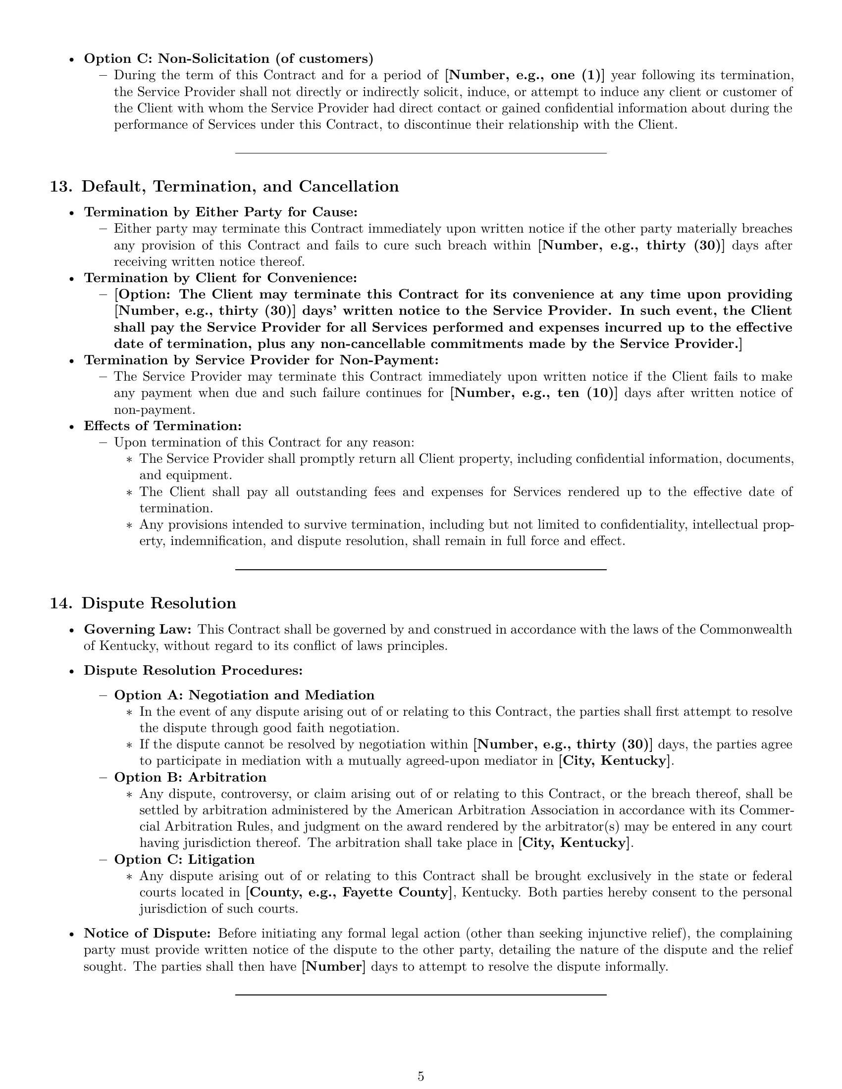Preview page 5 of Pro Kentucky service contract template