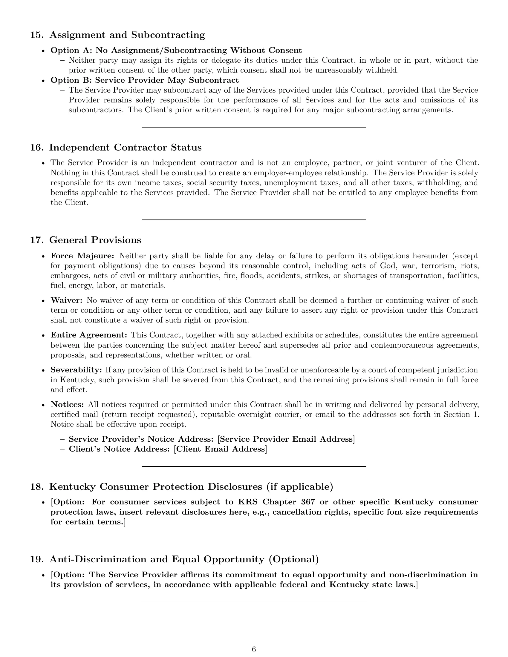 Preview page 6 of Pro Kentucky service contract template