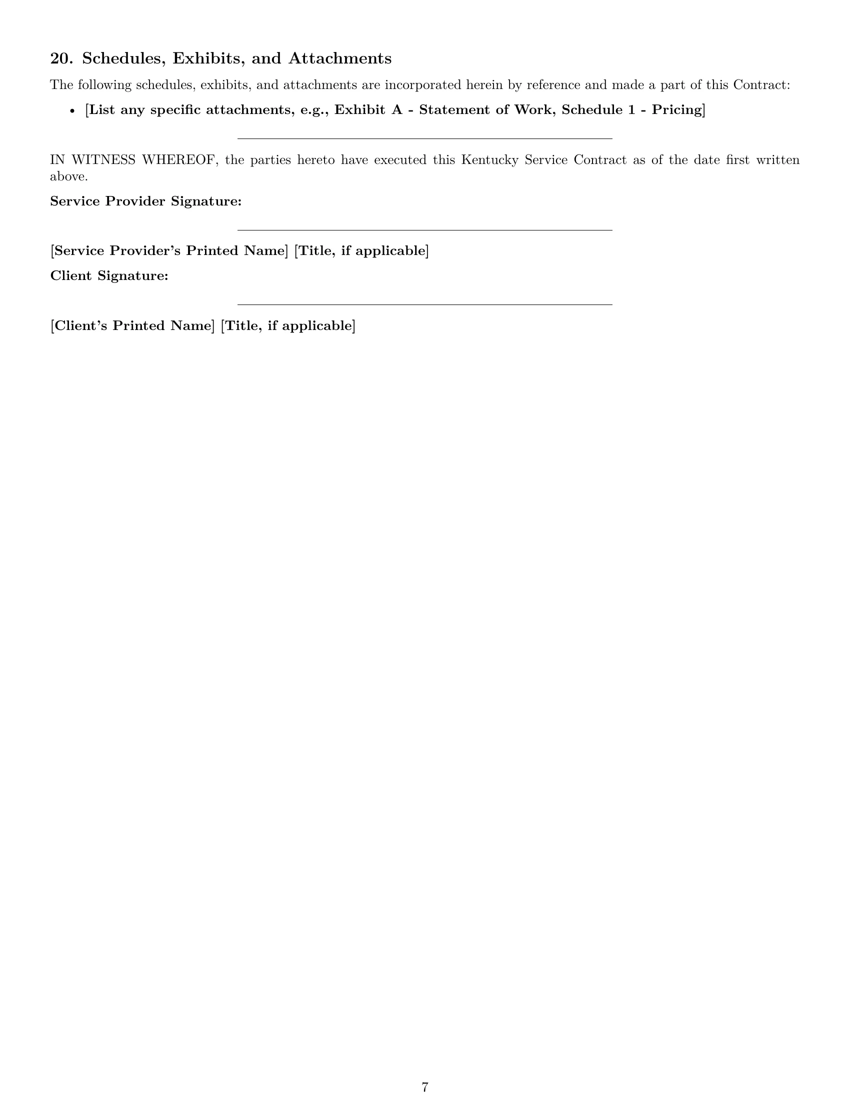 Preview page 7 of Pro Kentucky service contract template