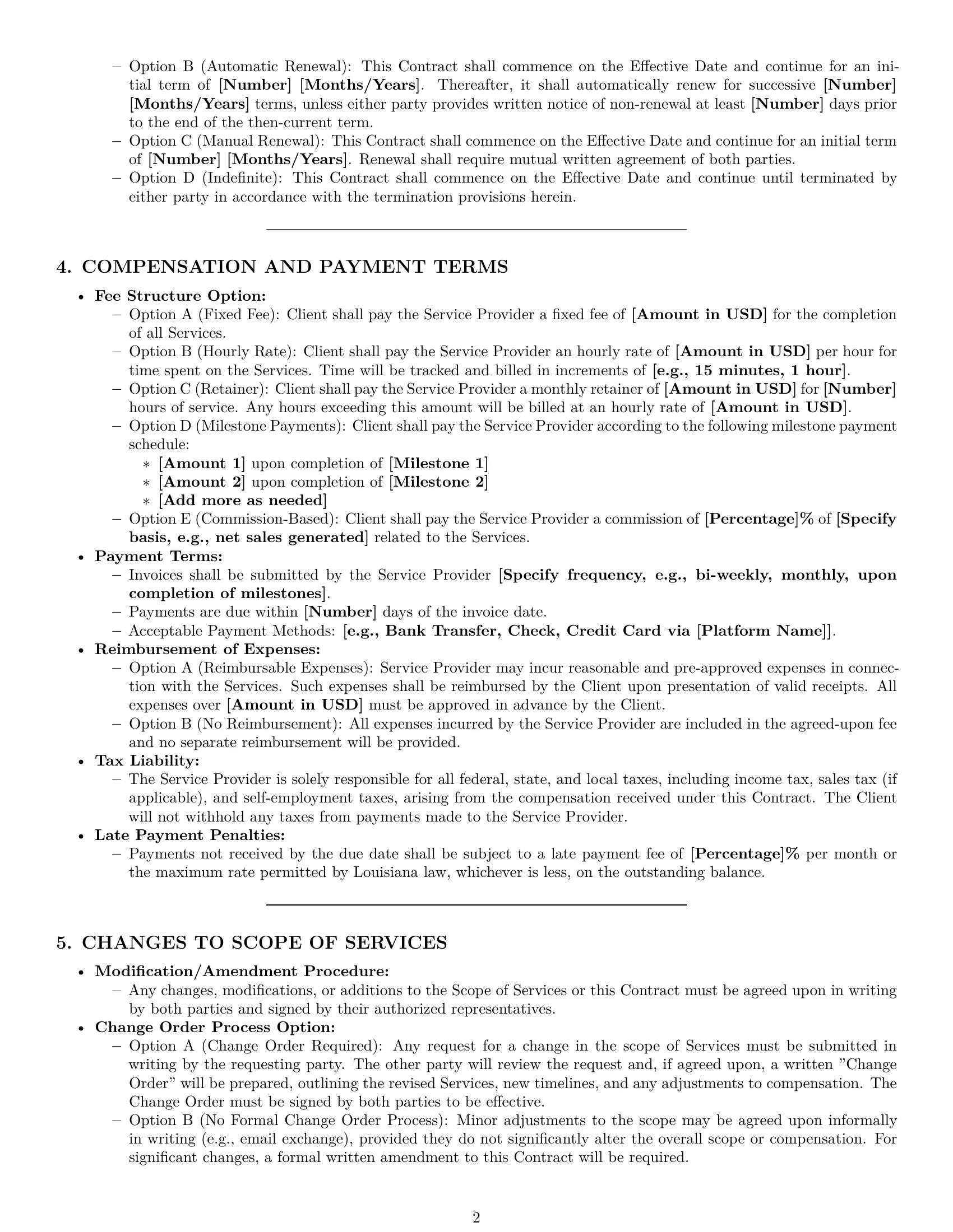 Preview page 2 of Pro Louisiana service contract template