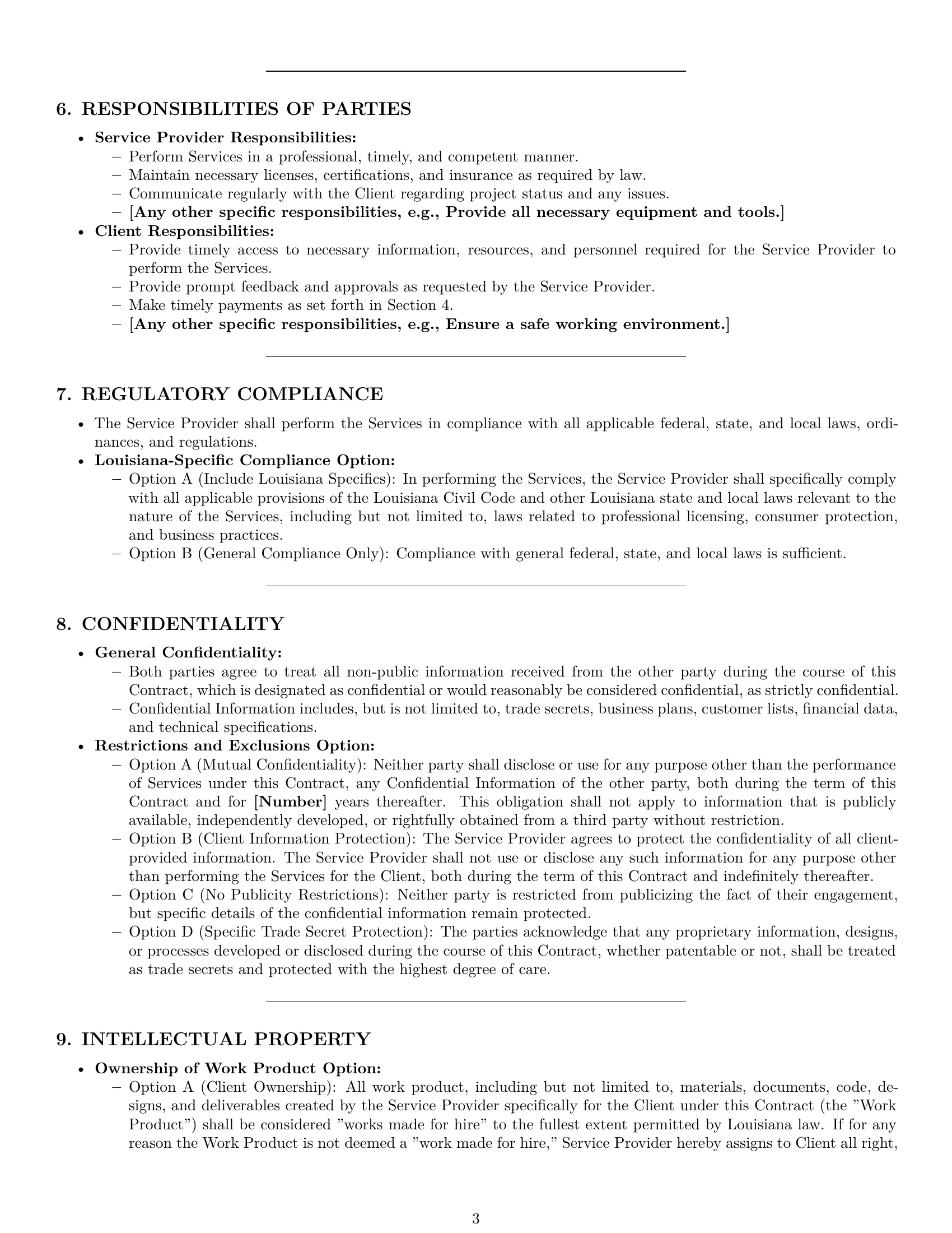 Preview page 3 of Pro Louisiana service contract template