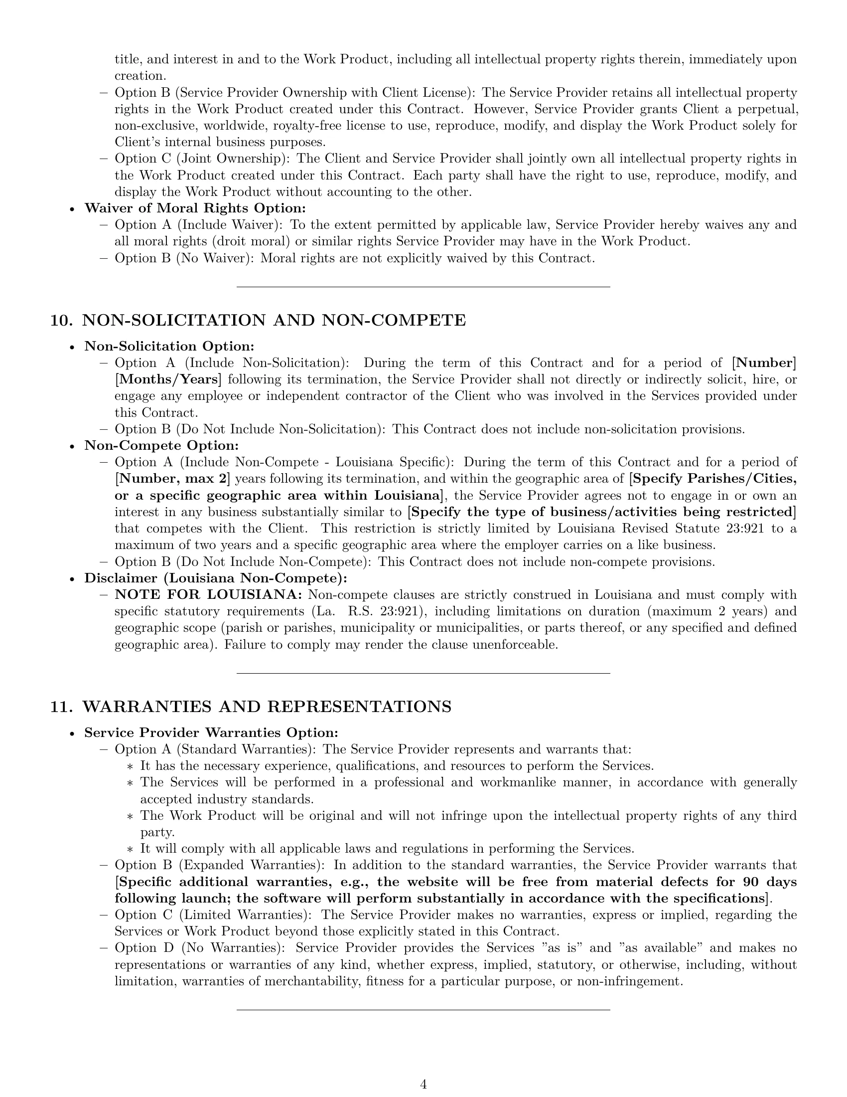 Preview page 4 of Pro Louisiana service contract template
