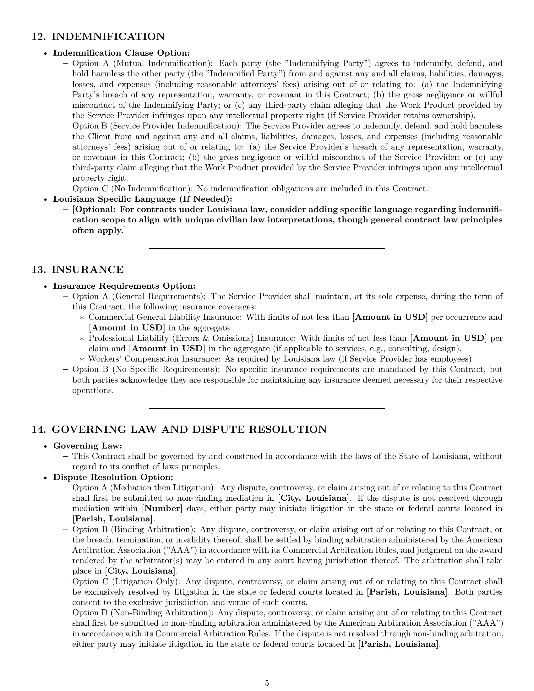 Preview page 5 of Pro Louisiana service contract template