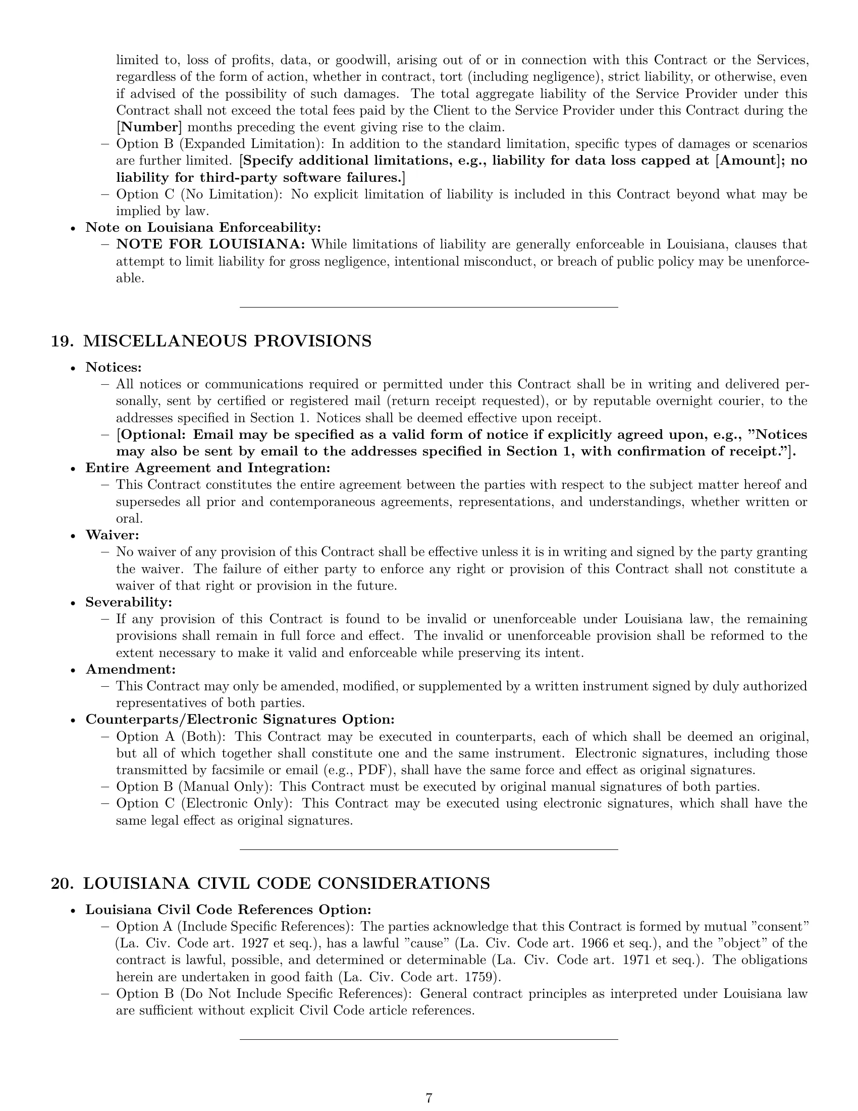 Preview page 7 of Pro Louisiana service contract template