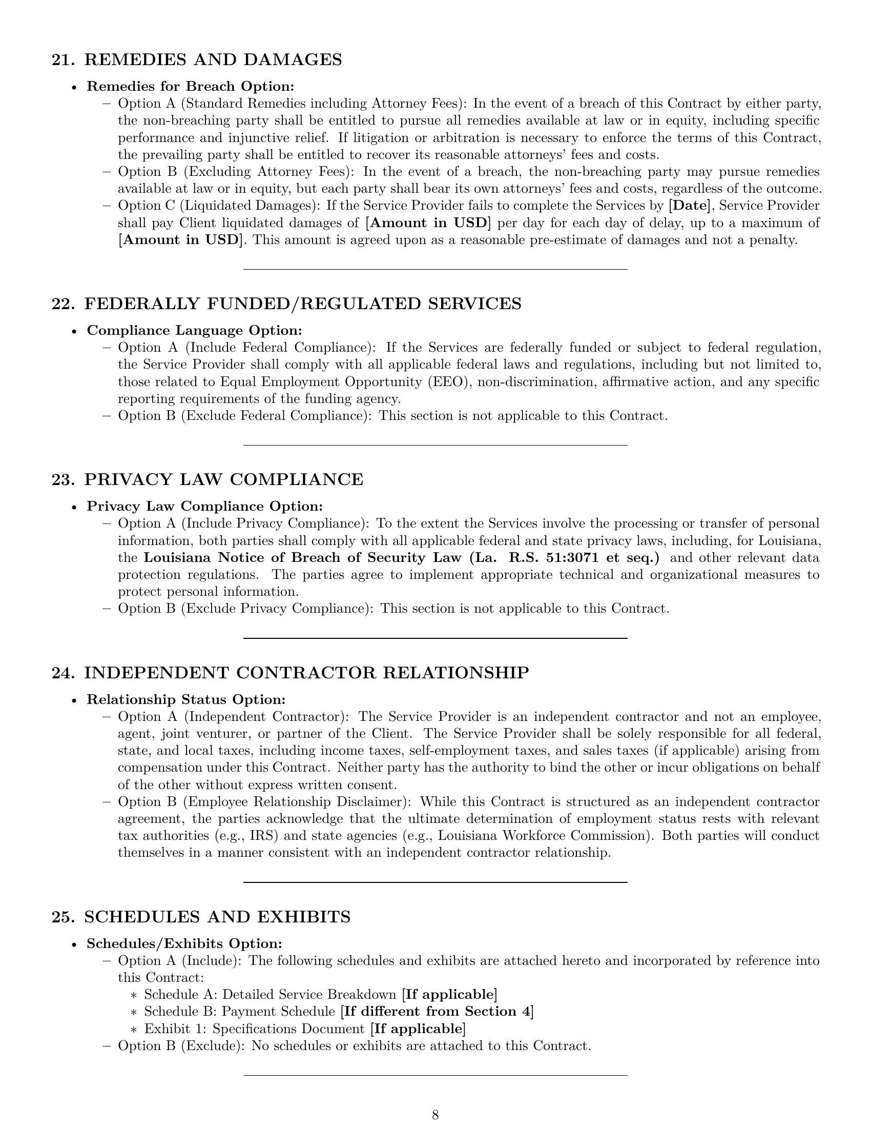 Preview page 8 of Pro Louisiana service contract template