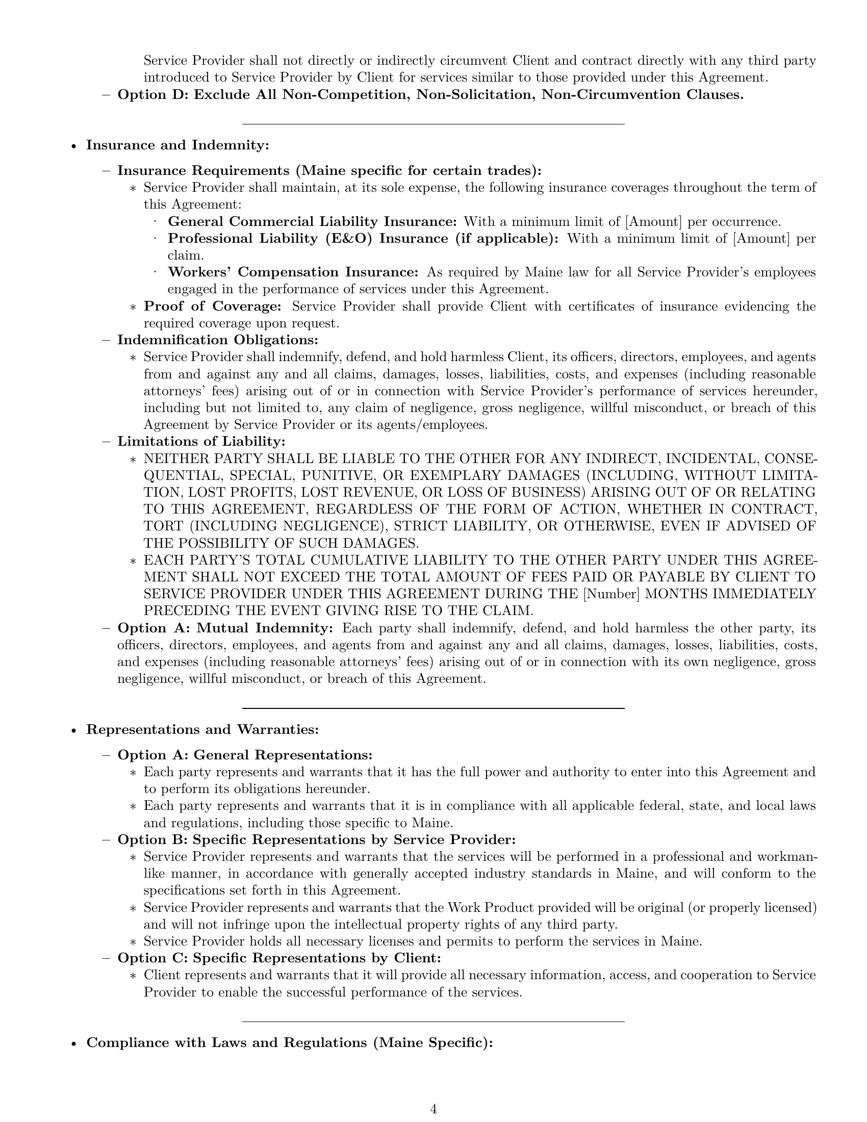 Preview page 4 of Pro Maine service contract template