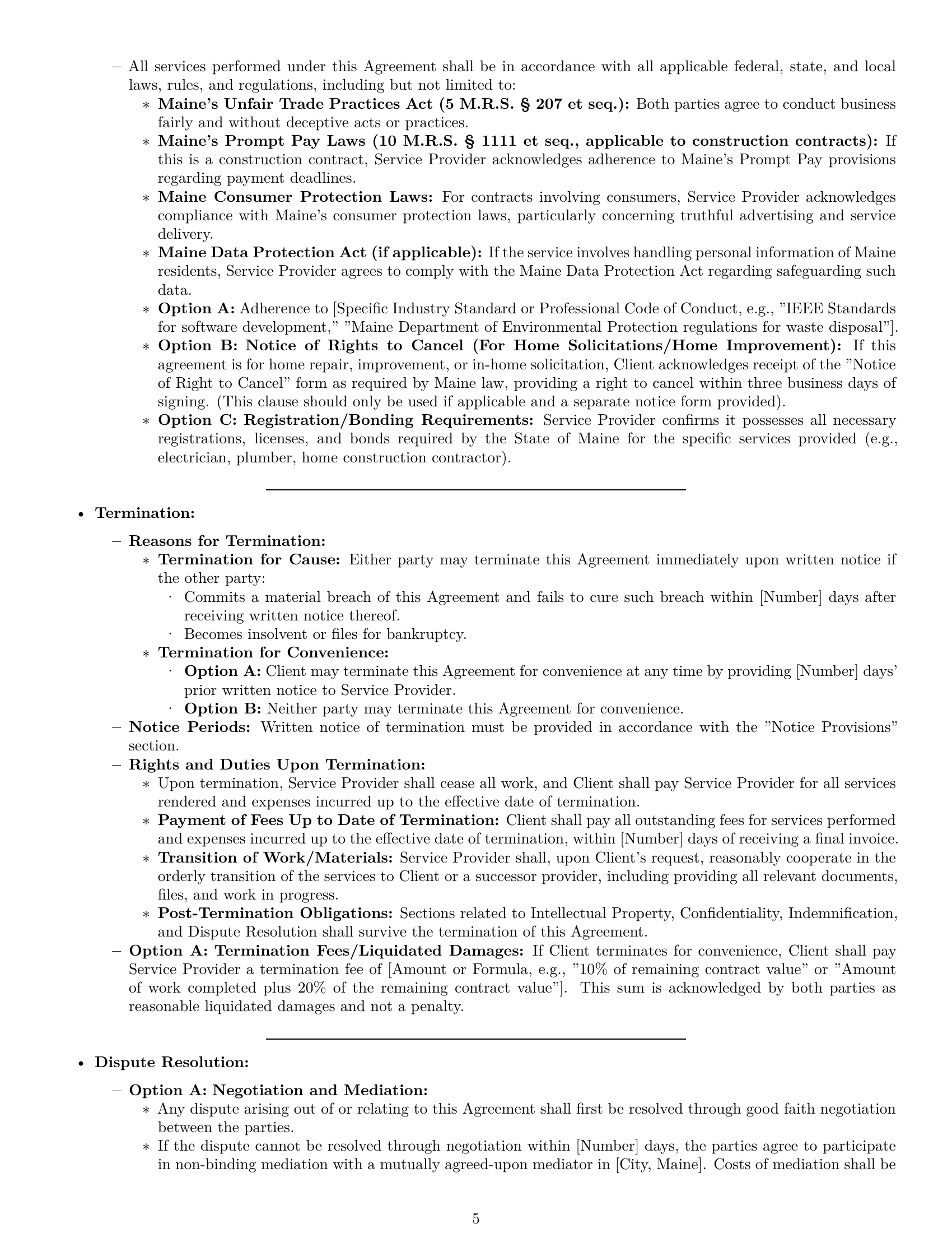 Preview page 5 of Pro Maine service contract template