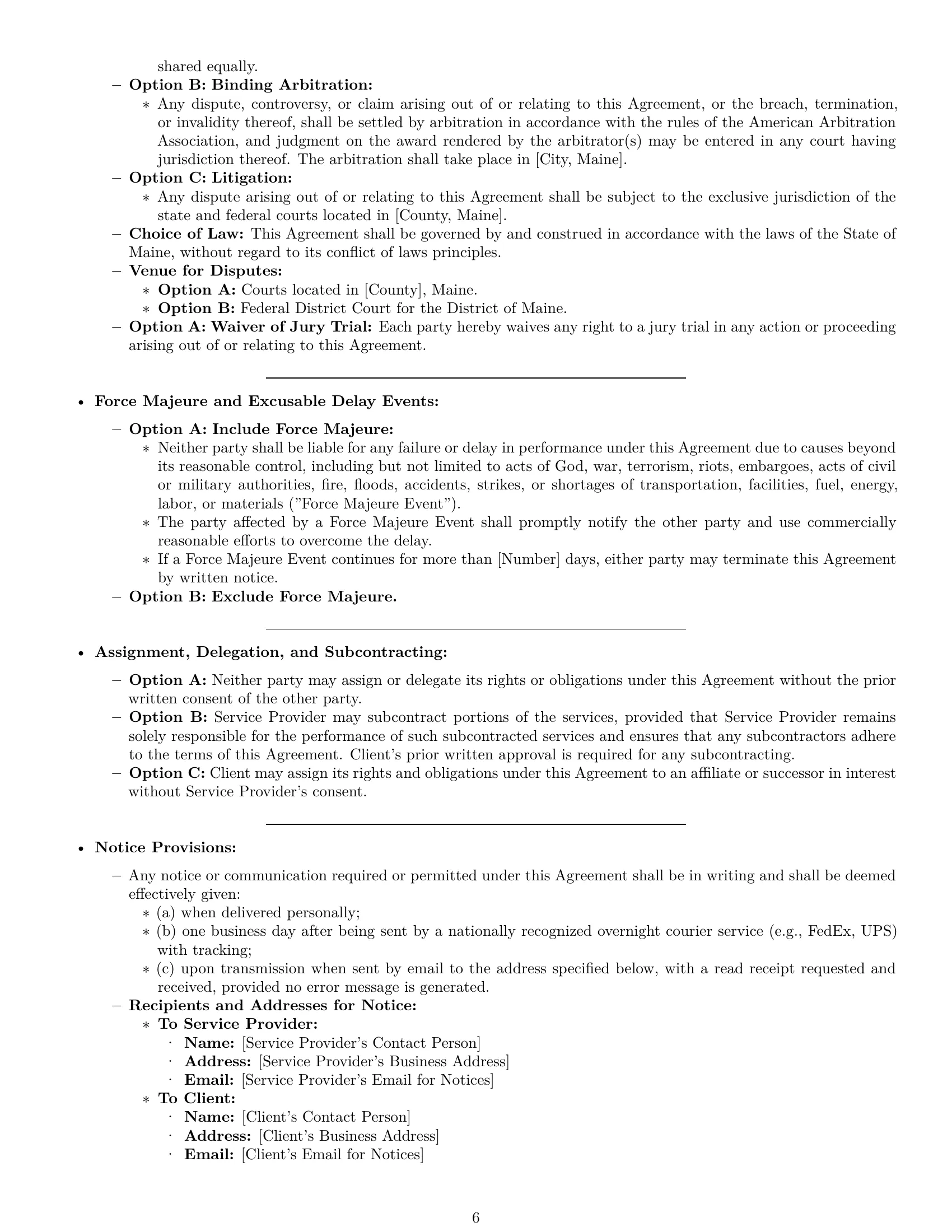 Preview page 6 of Pro Maine service contract template
