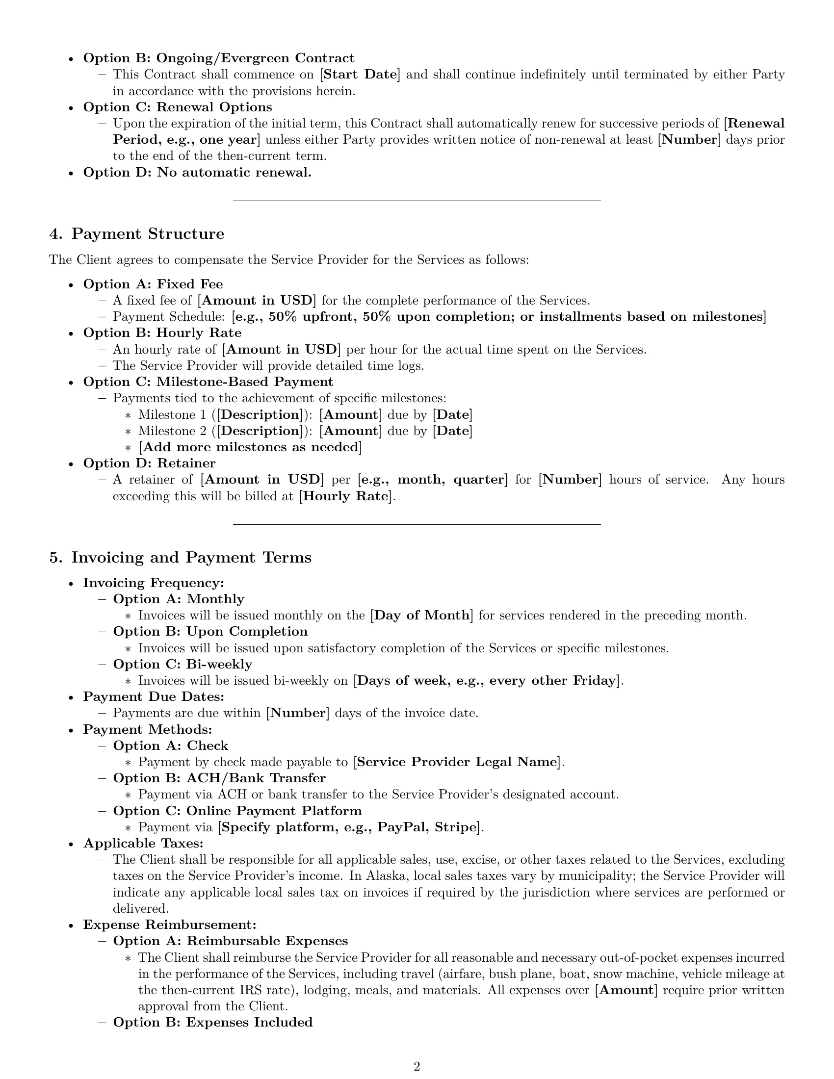 Preview page 2 of Pro Alaska service contract template