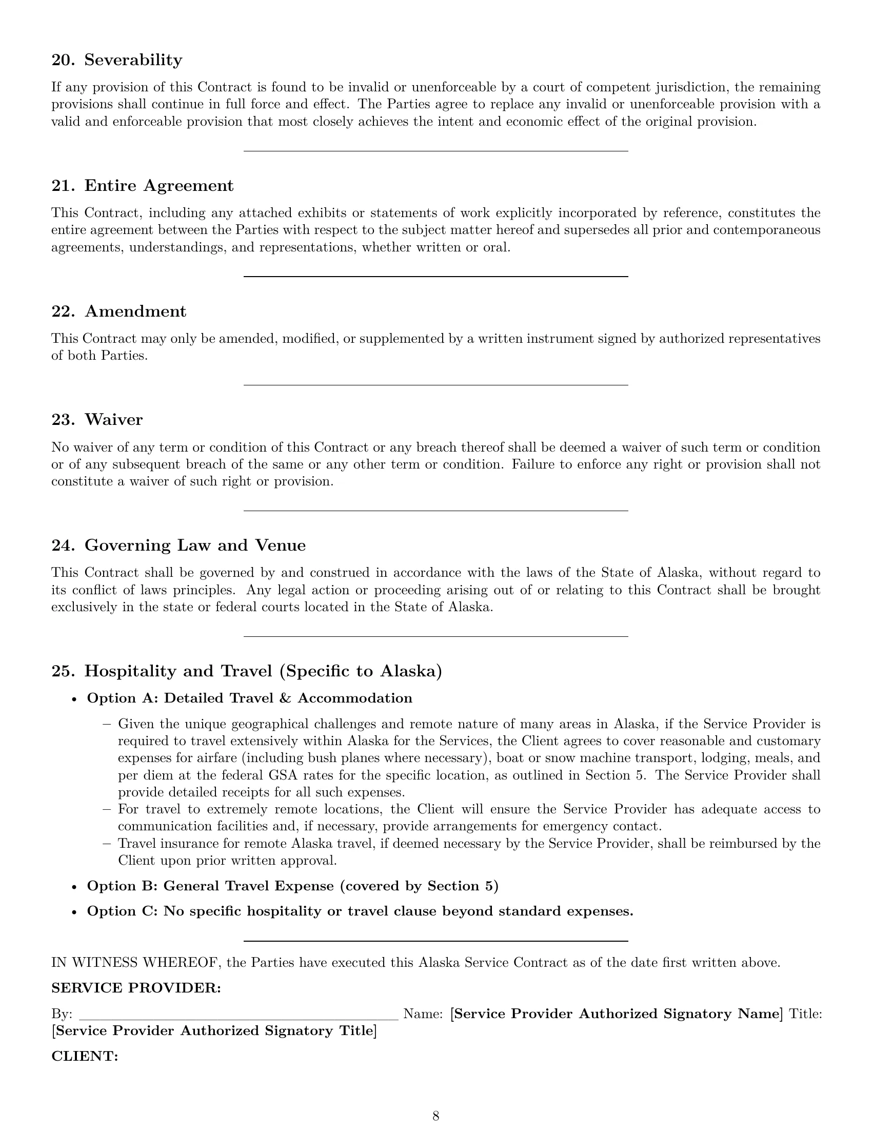 Preview page 8 of Pro Alaska service contract template