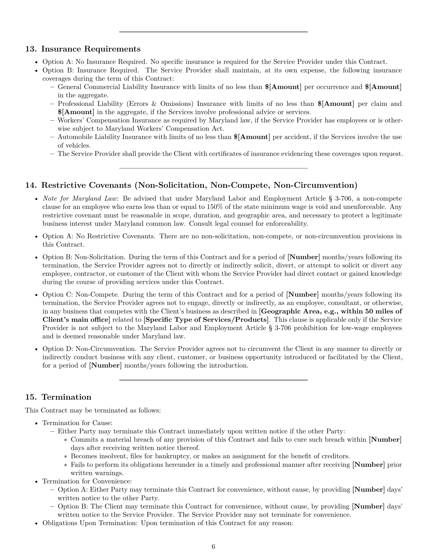 Preview page 6 of Pro Maryland service contract template