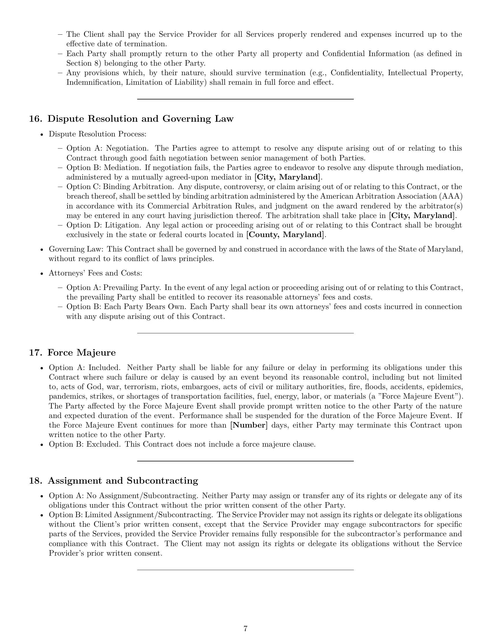 Preview page 7 of Pro Maryland service contract template