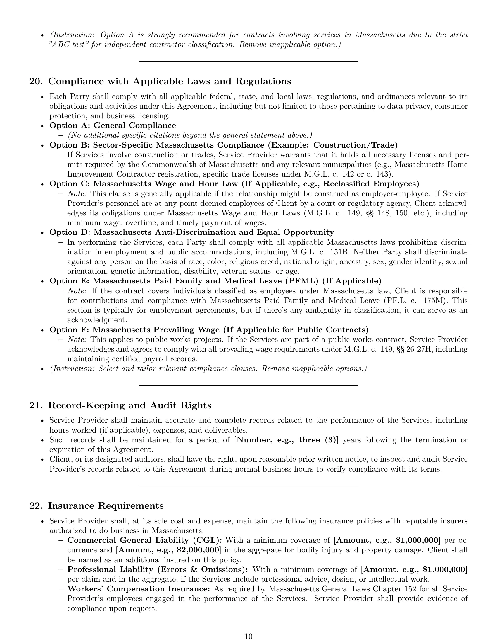 Preview page 10 of Pro Massachusetts service contract template