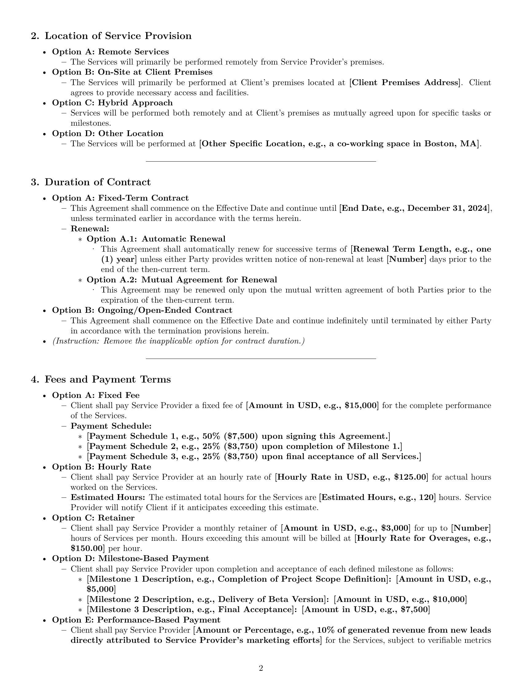 Preview page 2 of Pro Massachusetts service contract template