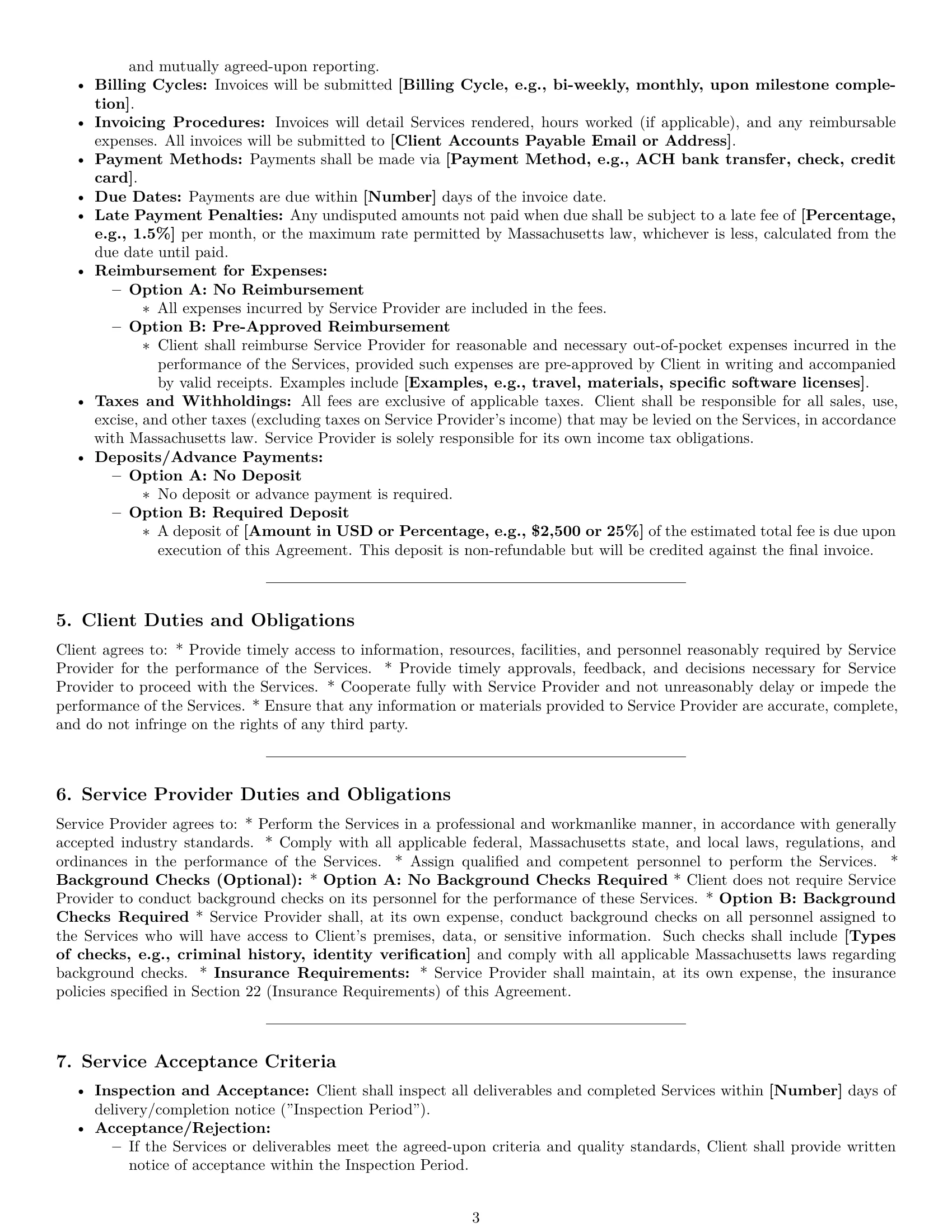 Preview page 3 of Pro Massachusetts service contract template