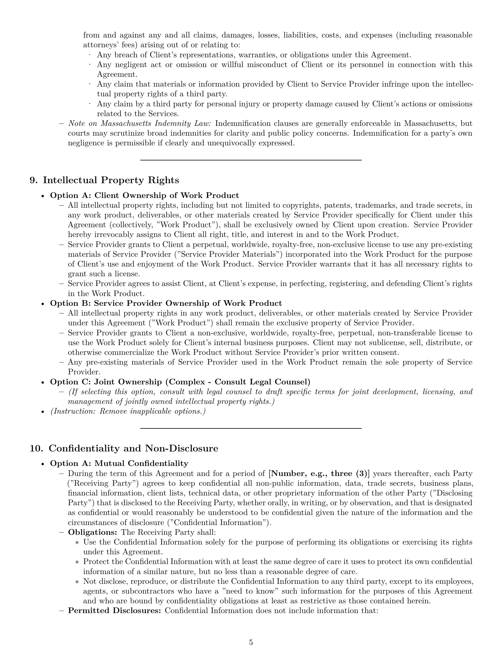 Preview page 5 of Pro Massachusetts service contract template