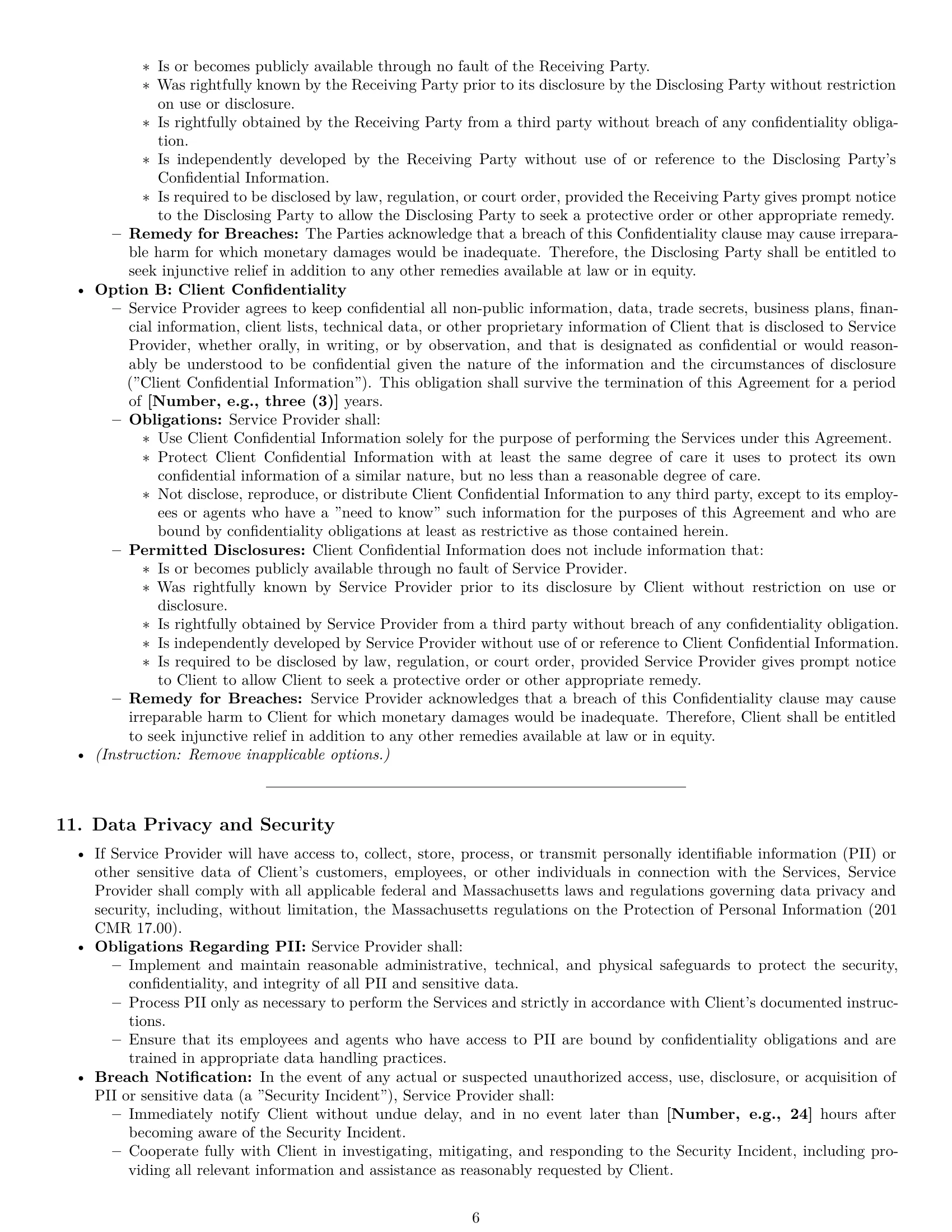 Preview page 6 of Pro Massachusetts service contract template