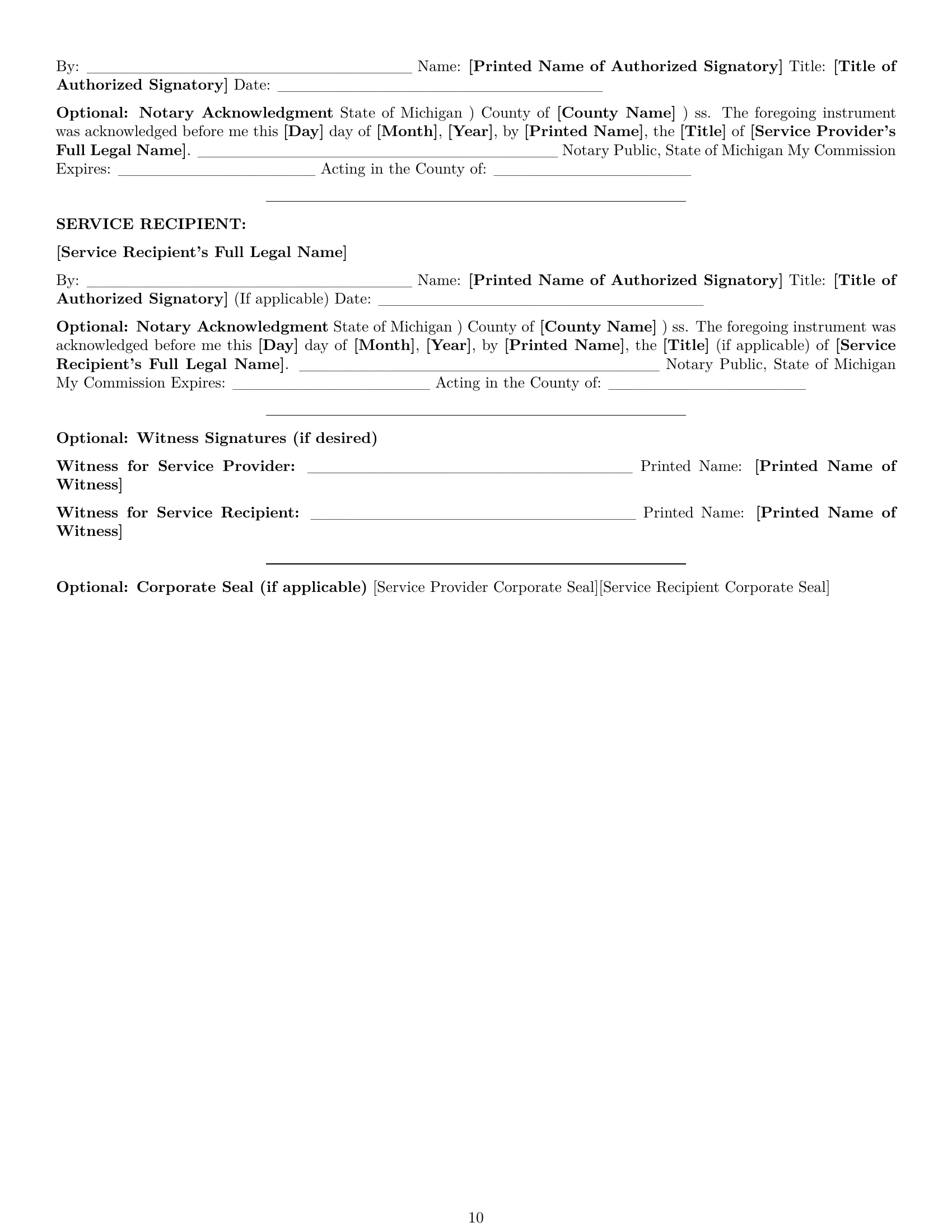 Preview page 10 of Pro Michigan service contract template