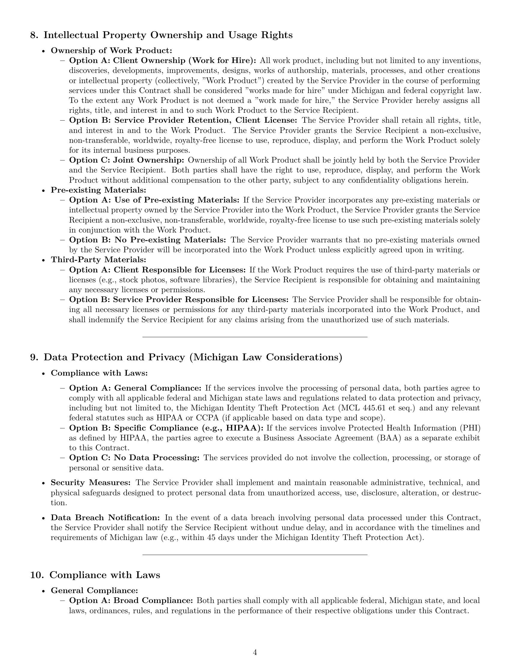 Preview page 4 of Pro Michigan service contract template