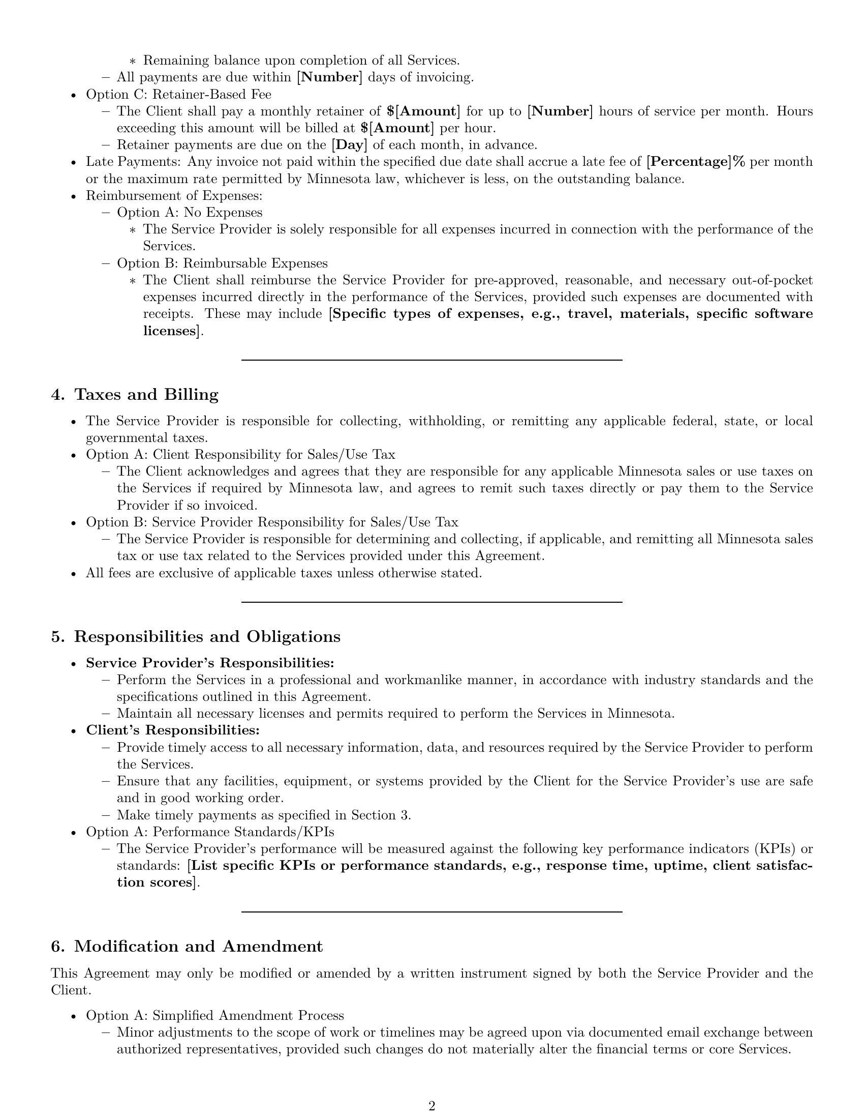 Preview page 2 of Pro Minnesota service contract template