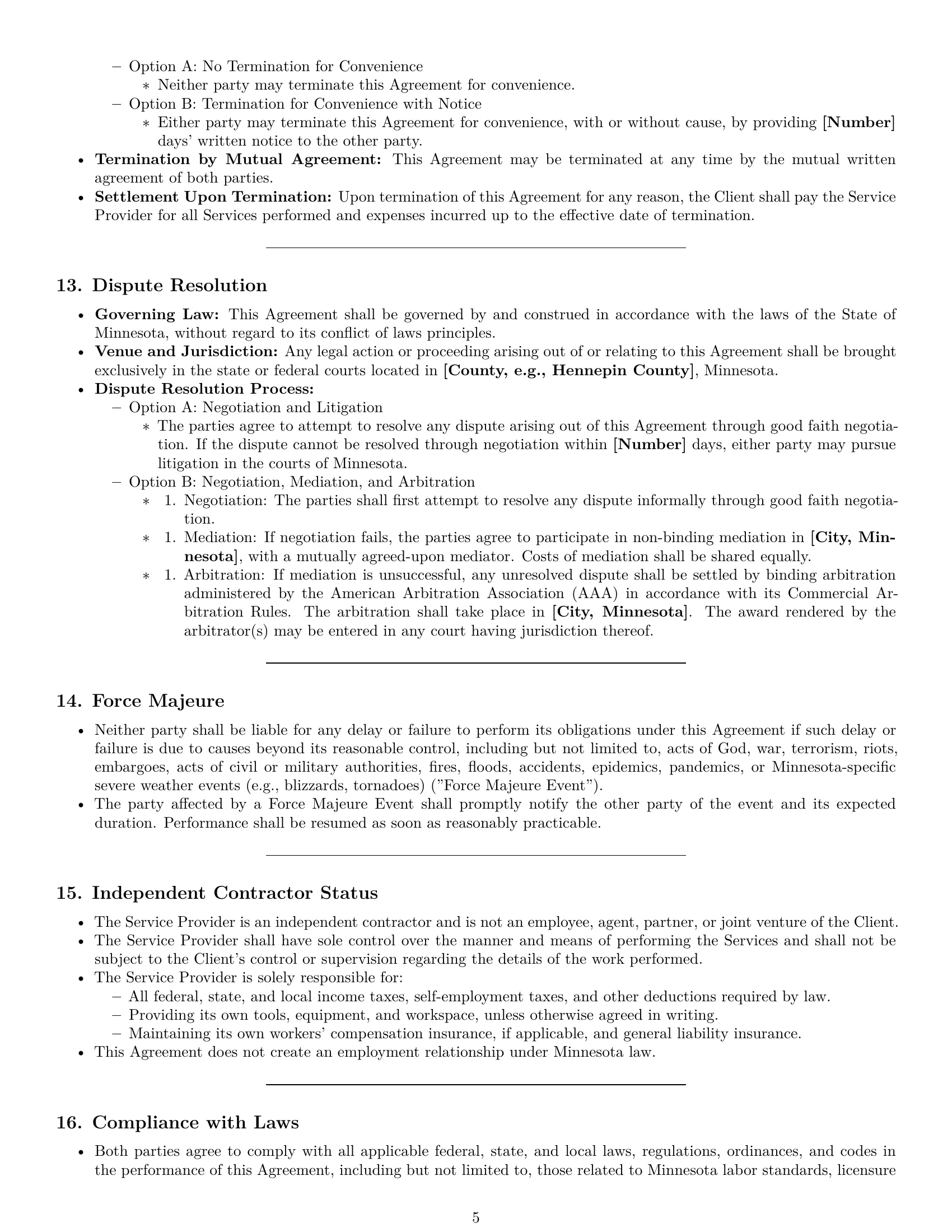 Preview page 5 of Pro Minnesota service contract template