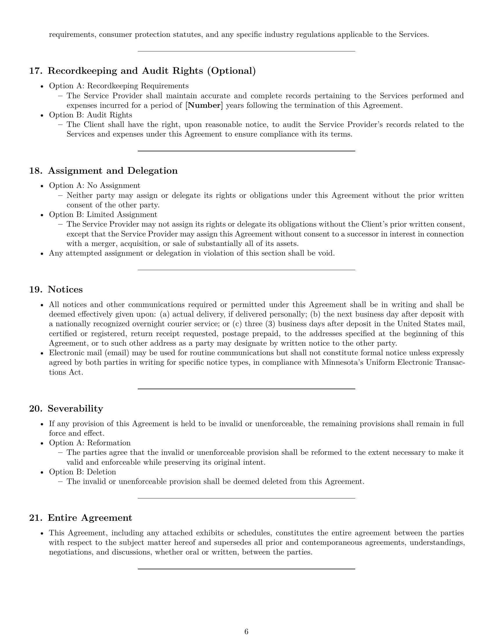 Preview page 6 of Pro Minnesota service contract template