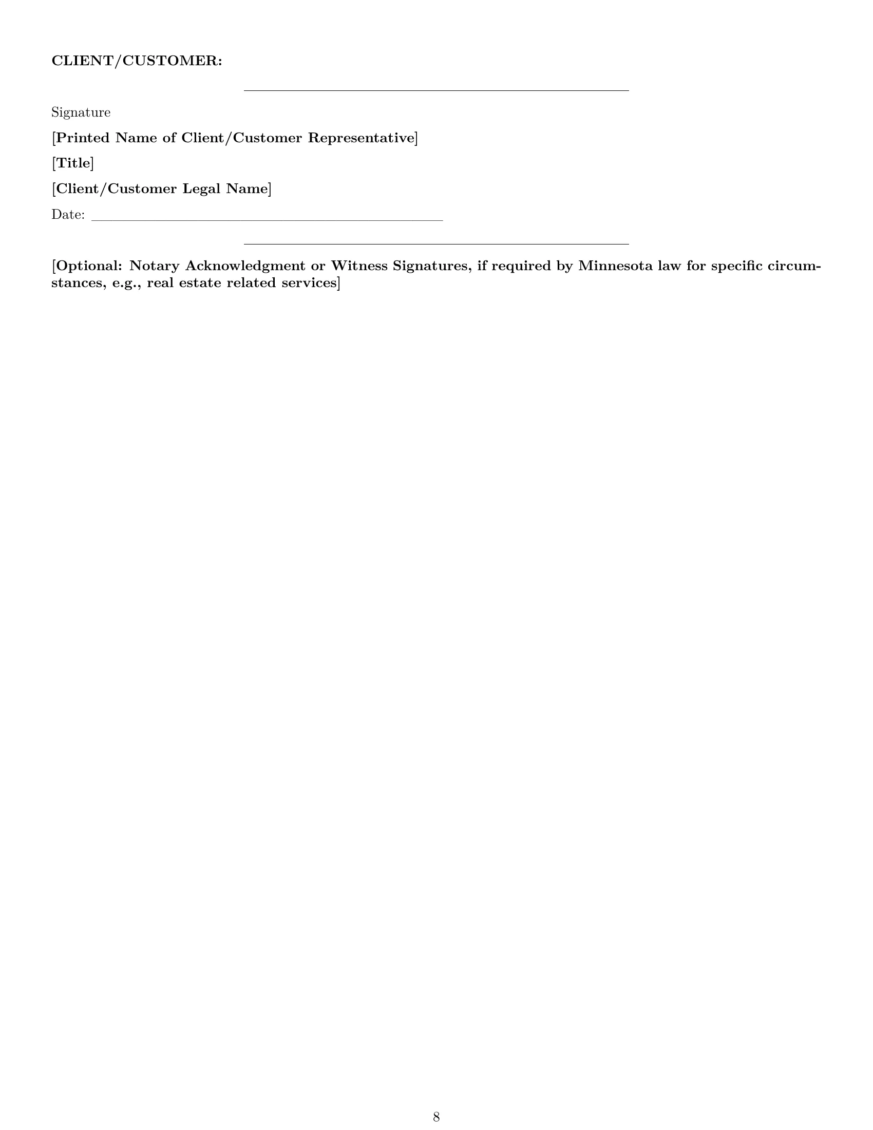 Preview page 8 of Pro Minnesota service contract template