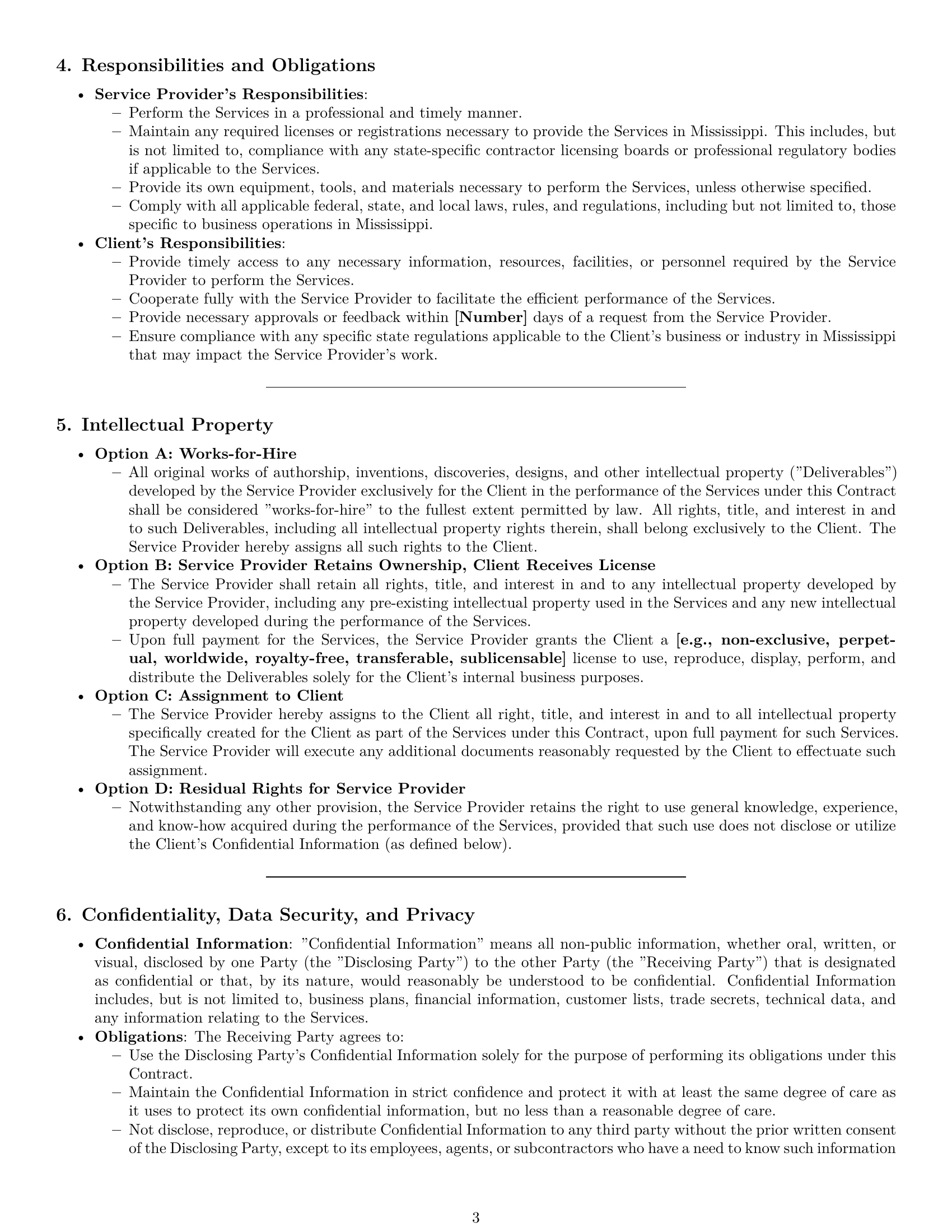 Preview page 3 of Pro Mississippi service contract template