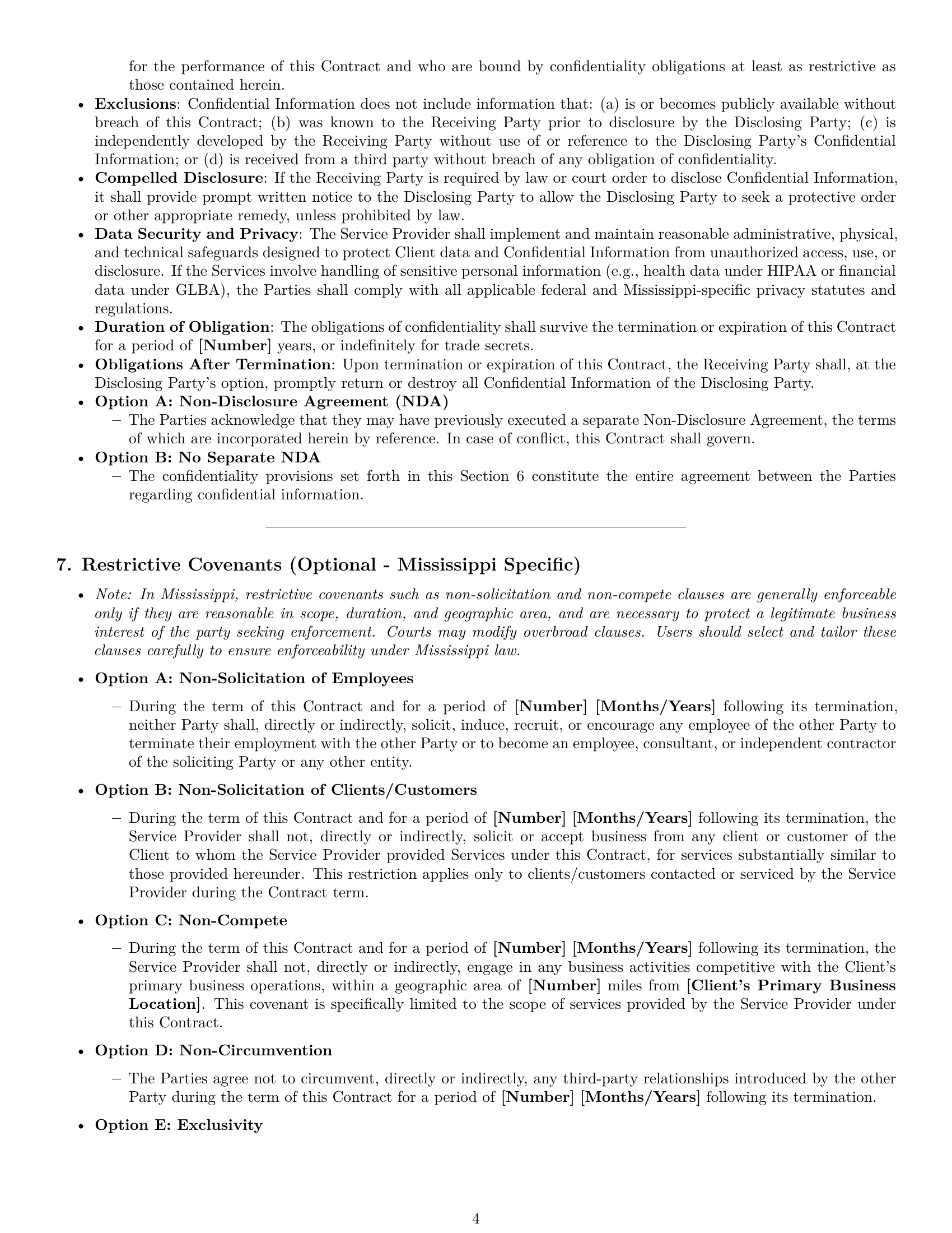 Preview page 4 of Pro Mississippi service contract template