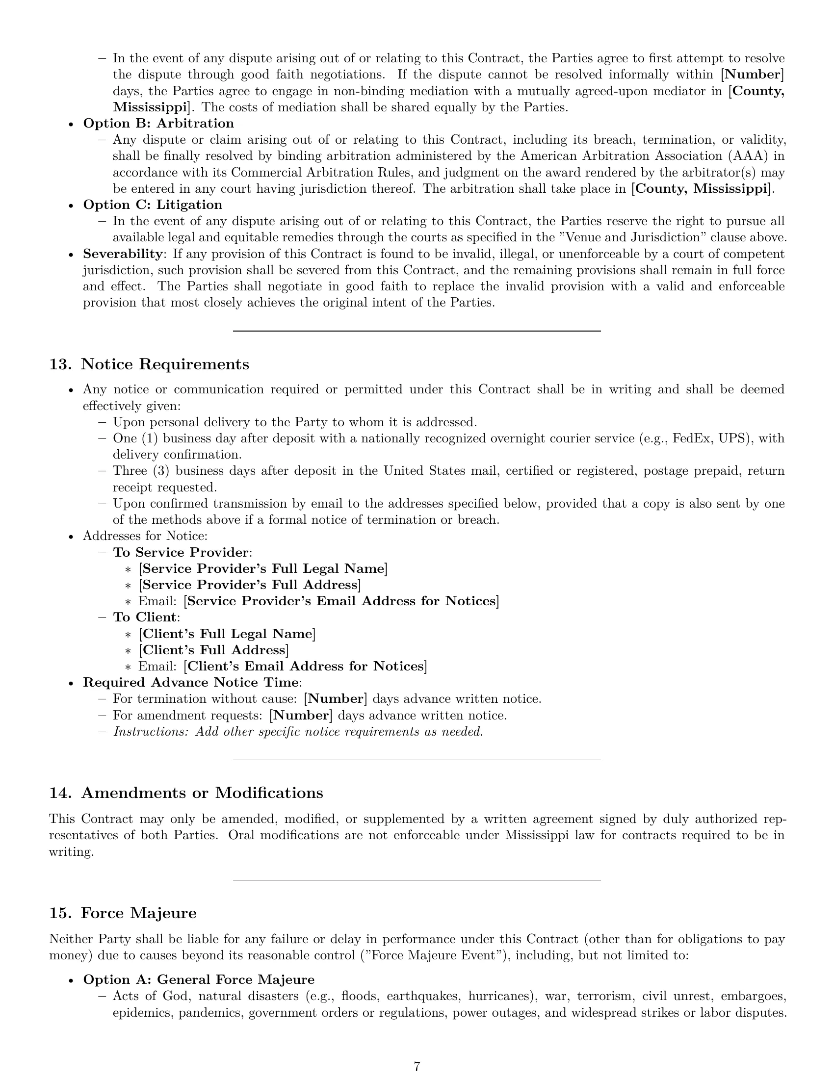 Preview page 7 of Pro Mississippi service contract template