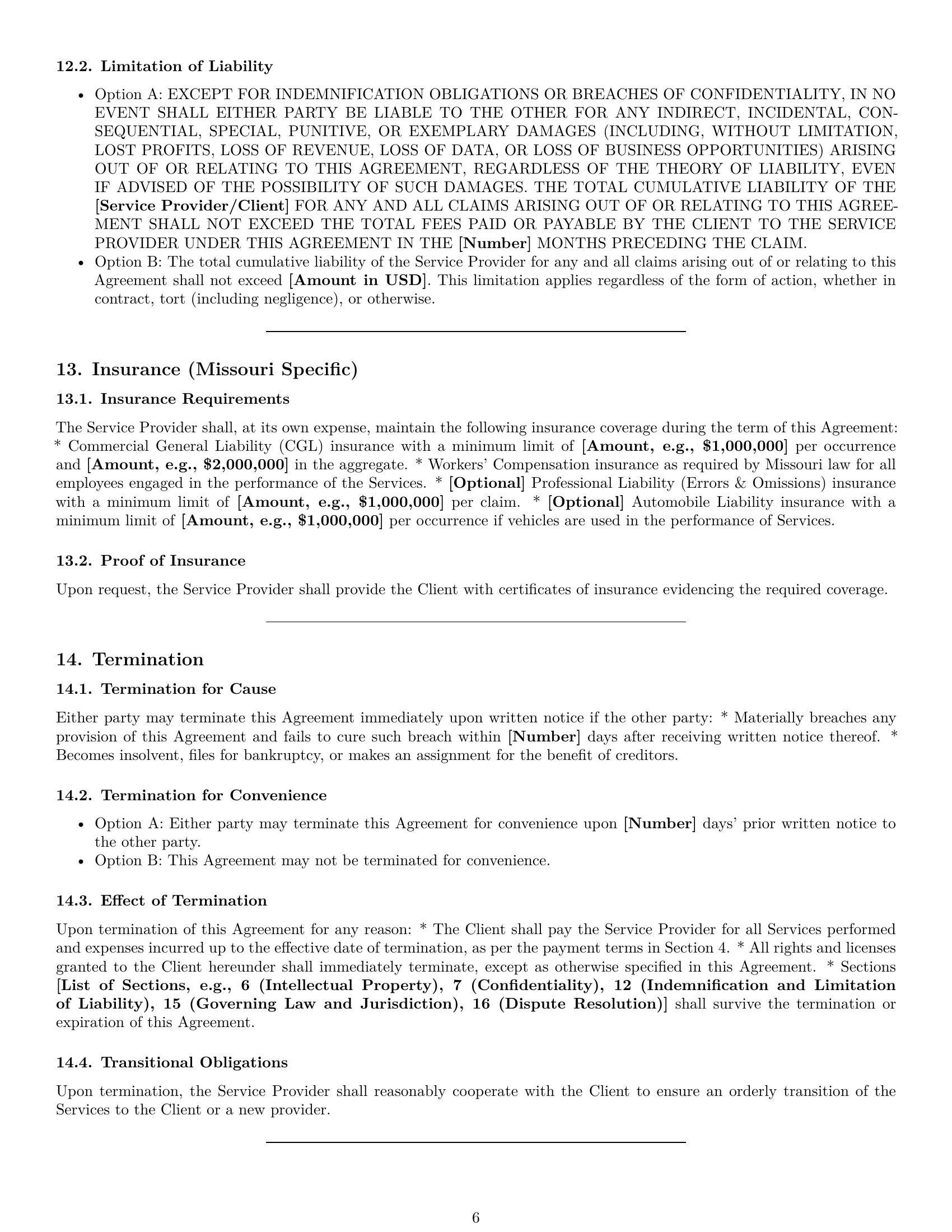 Preview page 6 of Pro Missouri service contract template