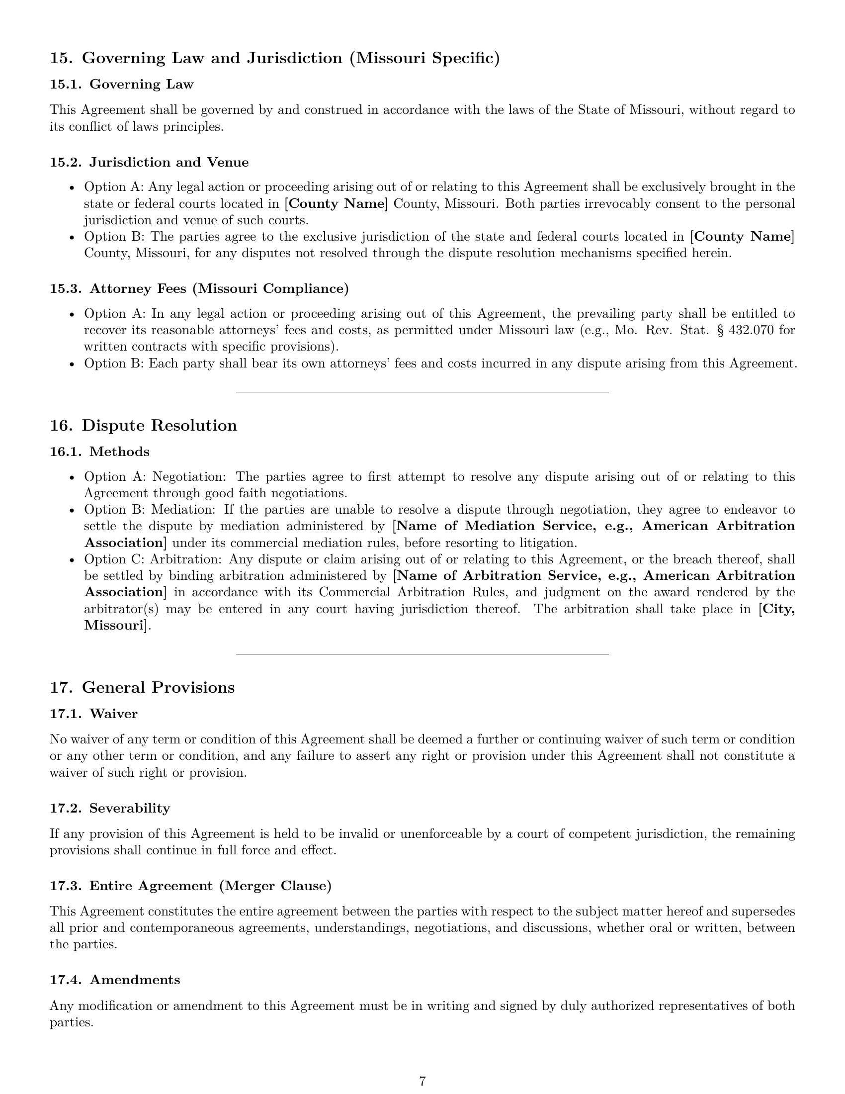Preview page 7 of Pro Missouri service contract template