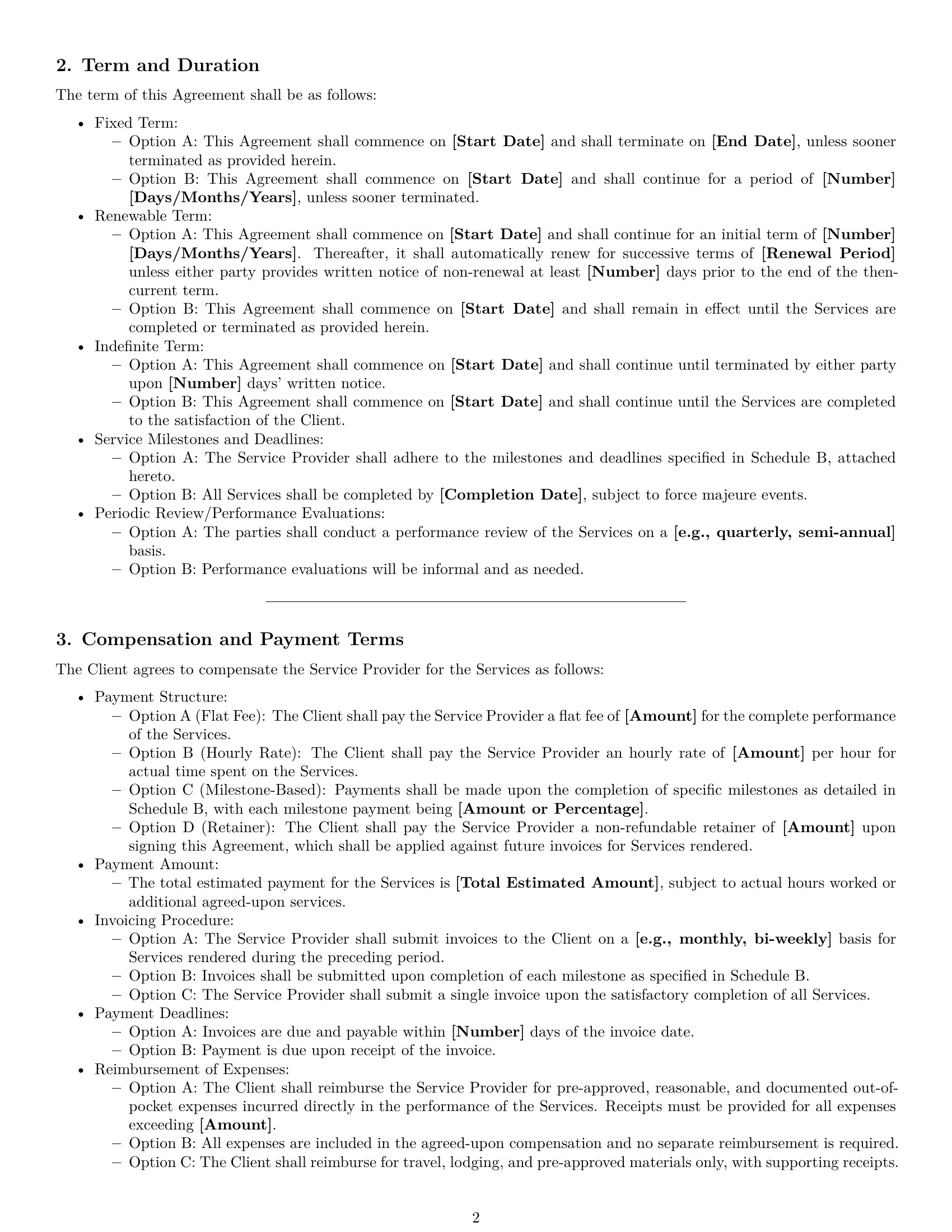 Preview page 2 of Pro Montana service contract template