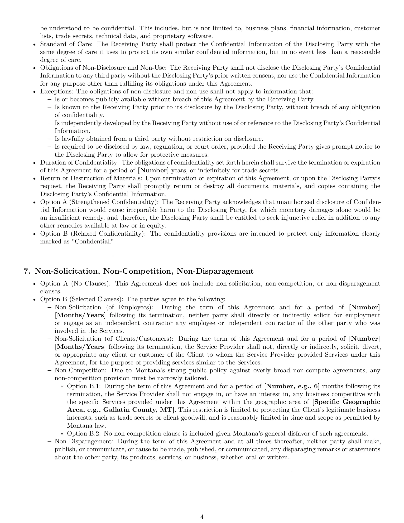 Preview page 4 of Pro Montana service contract template
