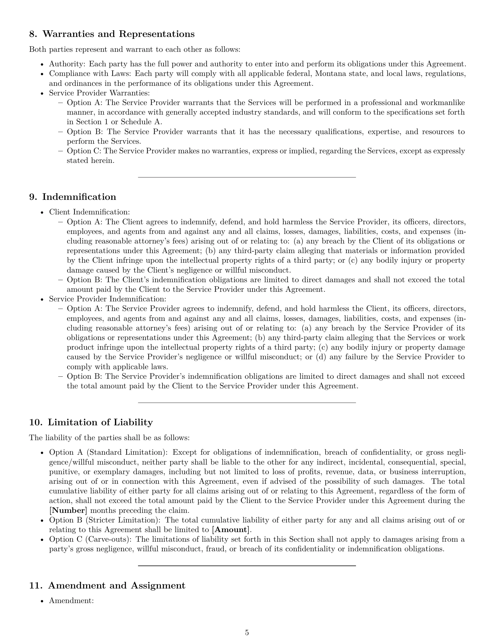 Preview page 5 of Pro Montana service contract template